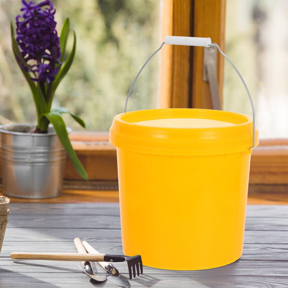 Gatuida Secchio Piccolo con Coperchio Ermetico da 5l, Secchio Vuoto in Plastica Resistente con Manico Portatile, per Cucina, Pulizia Domestica e Conservazione Alimenti, Anti-perdite