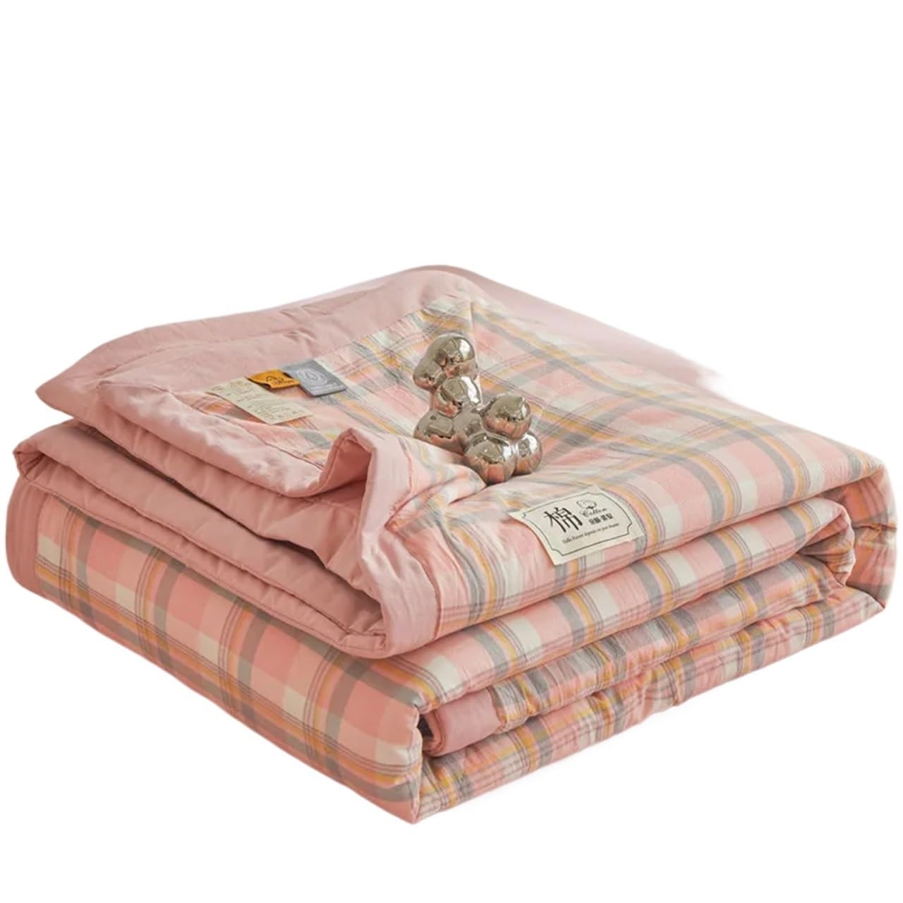 IUVYTA Summer Duvet All Cotton Summer Long Staple Quilt Core Air-conditioning Quilted Washable Plaid Soft Duvet(Color 6,180x200cm)