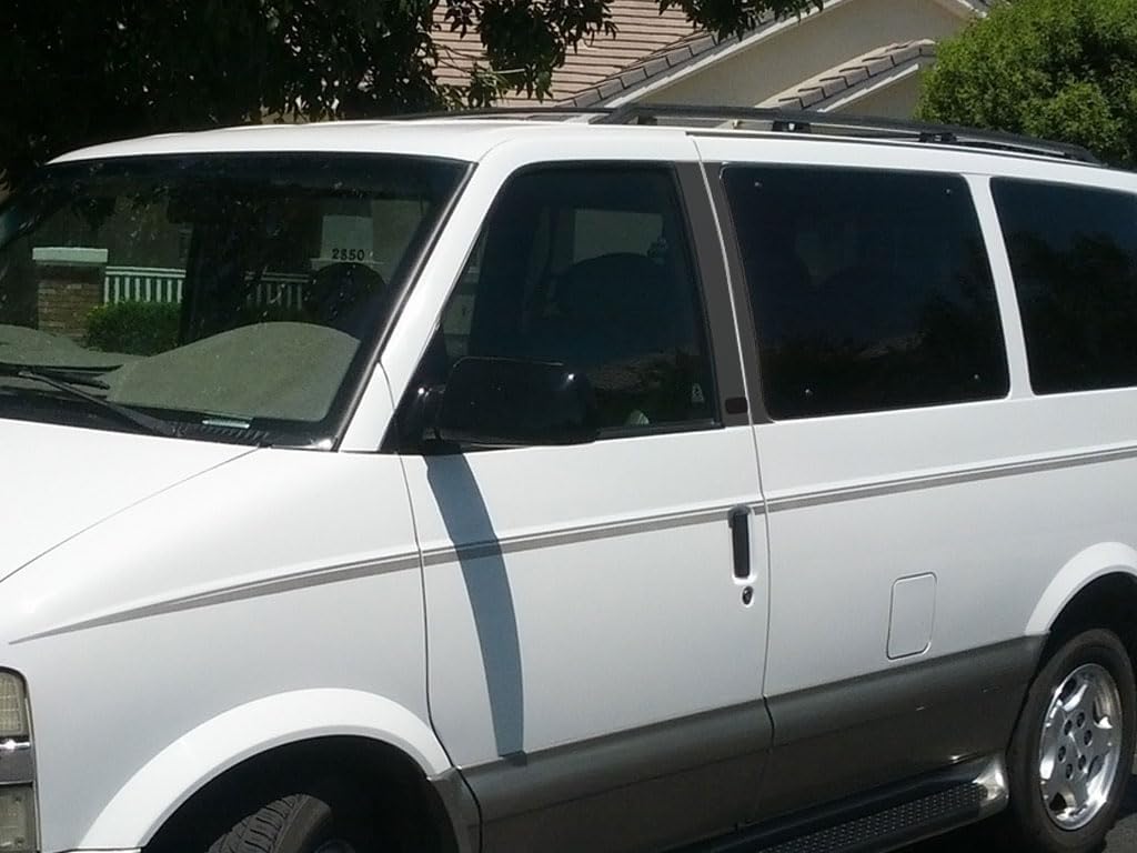 Rvinyl Pillar Post Pre Cut Window Trim Kits in Gloss Black Compatible with Chevrolet Astro 1990-2005 Standard Passenger Van - Adhesive Backs