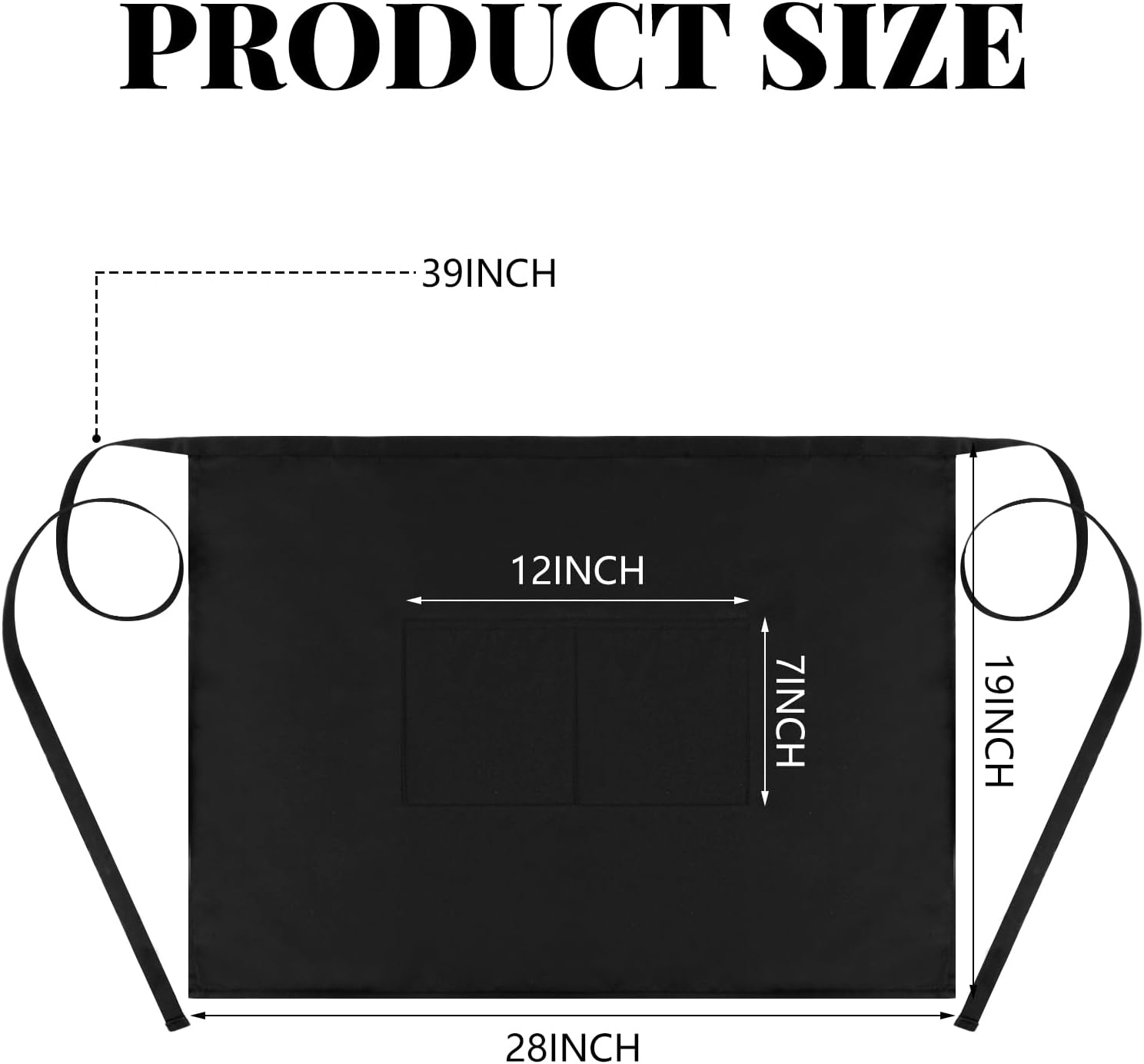 Cuffbow 8 Pack Half Bistro Aprons Black Unisex Half Server Apron with 2 Pockets Extra Long Waist Front Ties Waterproof Accessories for Men Women Server Waiter Waitress Chef - Image 6