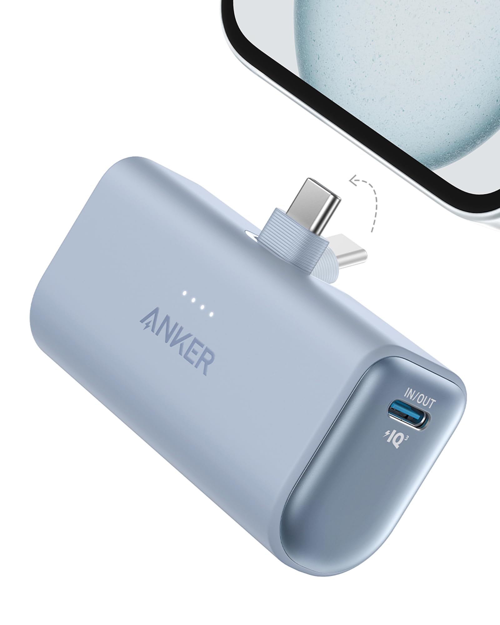 Anker Nano Power Bank 5000 mAh - Chargeur Portable USB-C Pliable Bleu