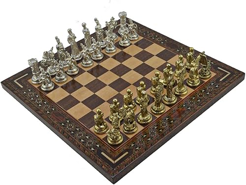 Miniatura 2 de Figuras históricas de Troy-Spartan - Juego de ajedrez de metal para adultos, piezas frescas hechas a mano y tablero de ajedrez de madera maciza