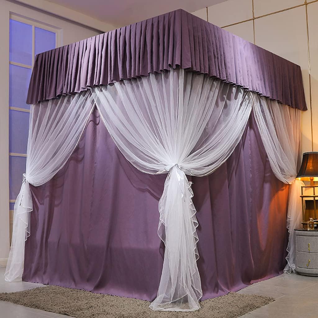 Princess 4 Corner Post Bed Canopy with Cute Mosquito Net Ideal for Girls' and Adult Bedrooms Kids Rooms Curtain Net for Twin/Full/Queen/King Size Bed