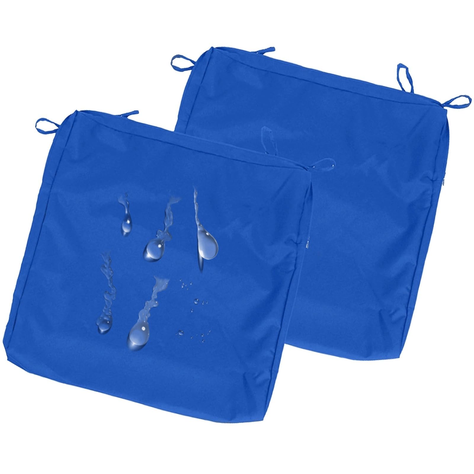 uyeoco 2-Pack Waterproof Sofa Seat Cushion Covers with Zipper, 60x60cm & 55x55cm, Chair Seat Pads Cover for Indoor & Outdoor Patio Rattan Furniture(Blue,50x50x10cm)