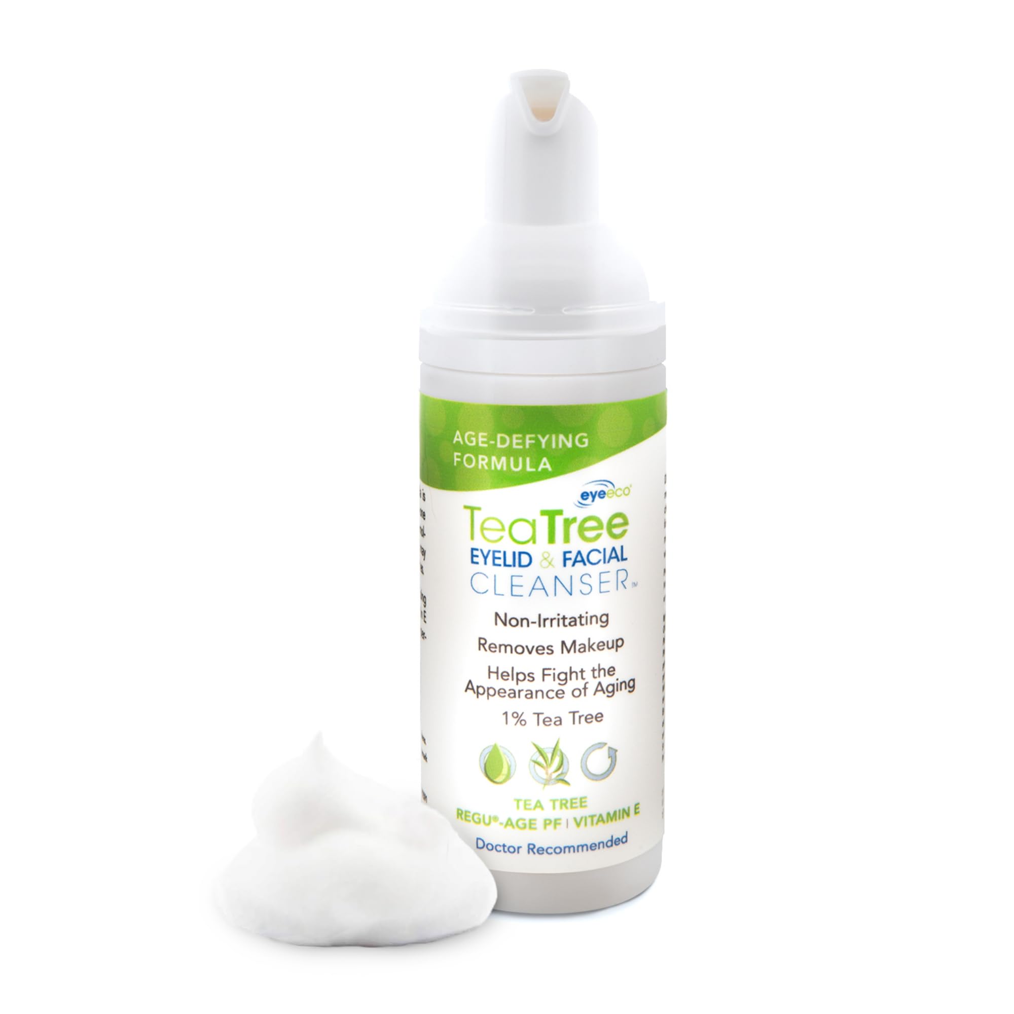 EyeEco Age-Defying Tea Tree Eyelid and Facial Cleanser - 180mL - Non-Irritating Eyelid Cleanser and Face Wash with Shea Butter and Vitamin E