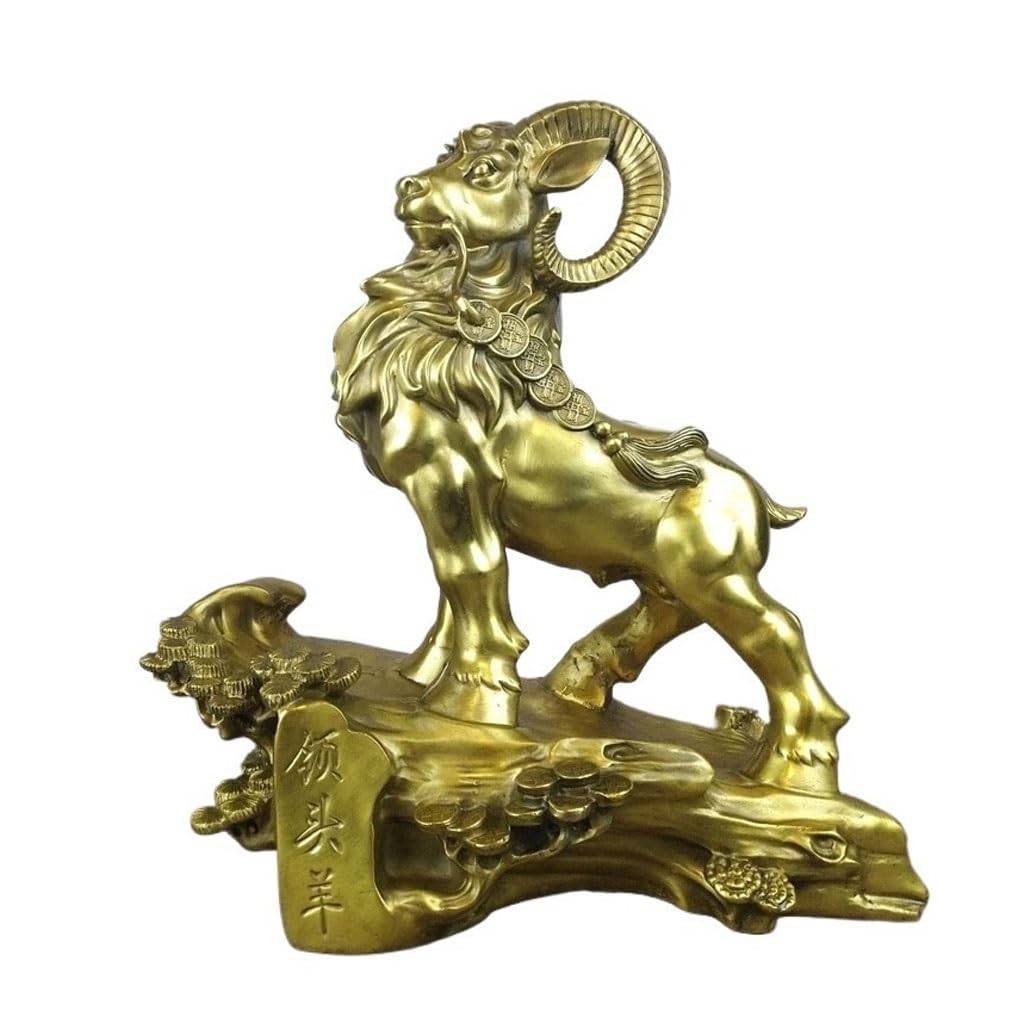 IUokLU Home Decor Statues Craft Jewelry Metal Brass Sheep Ornaments Interior Decoration Counter Fortune Sculptures Office Desktop Ornaments Desktop Figurines (size_name L)