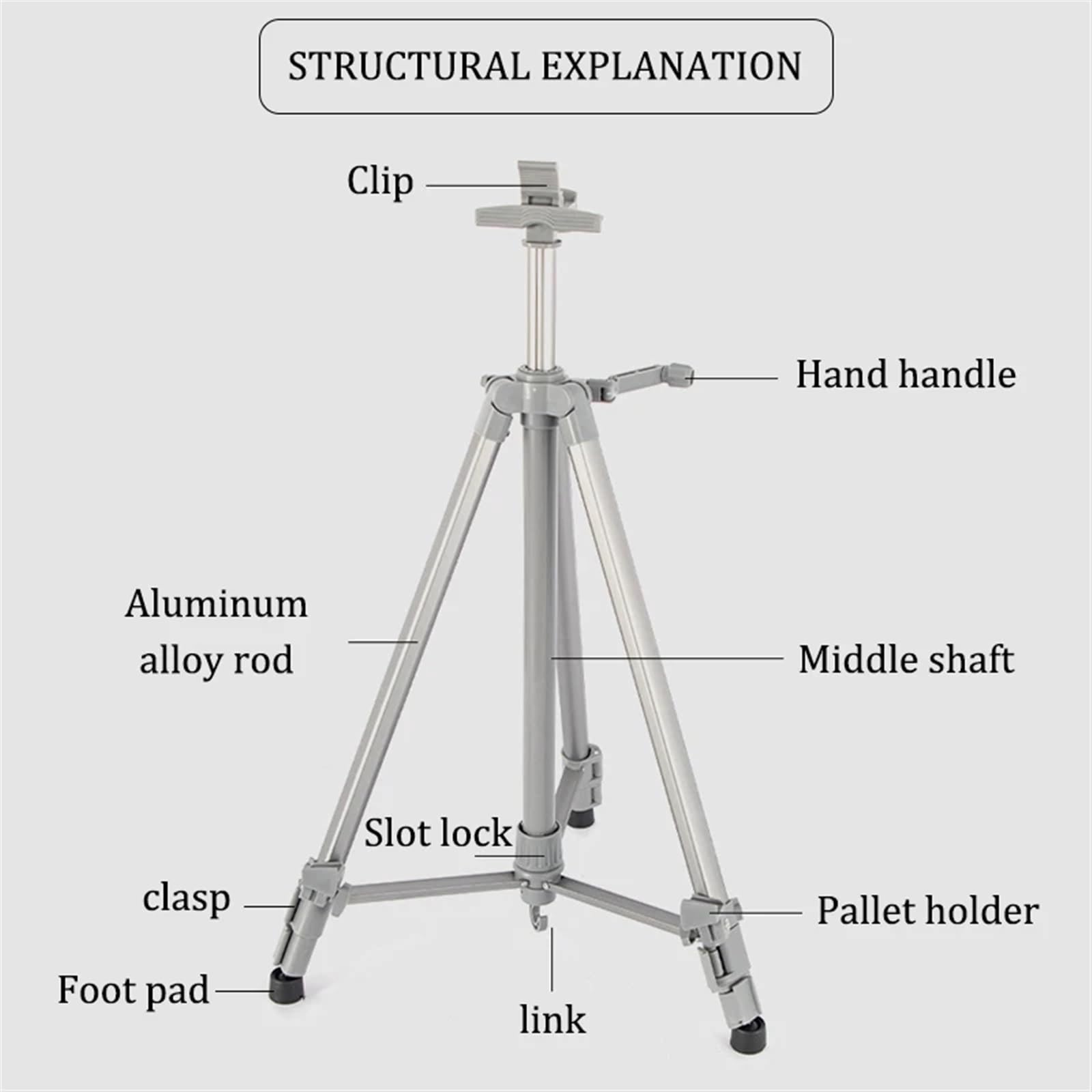 Staffelei Staffelei aus Aluminiumlegierung, tragbarer, schrumpfbarer, faltbarer Zeichenbrettständer, höhenverstellbares Stativ, Künstlerbedarf, 6 Farben, 155 cm Höhe Zum Zeichnen