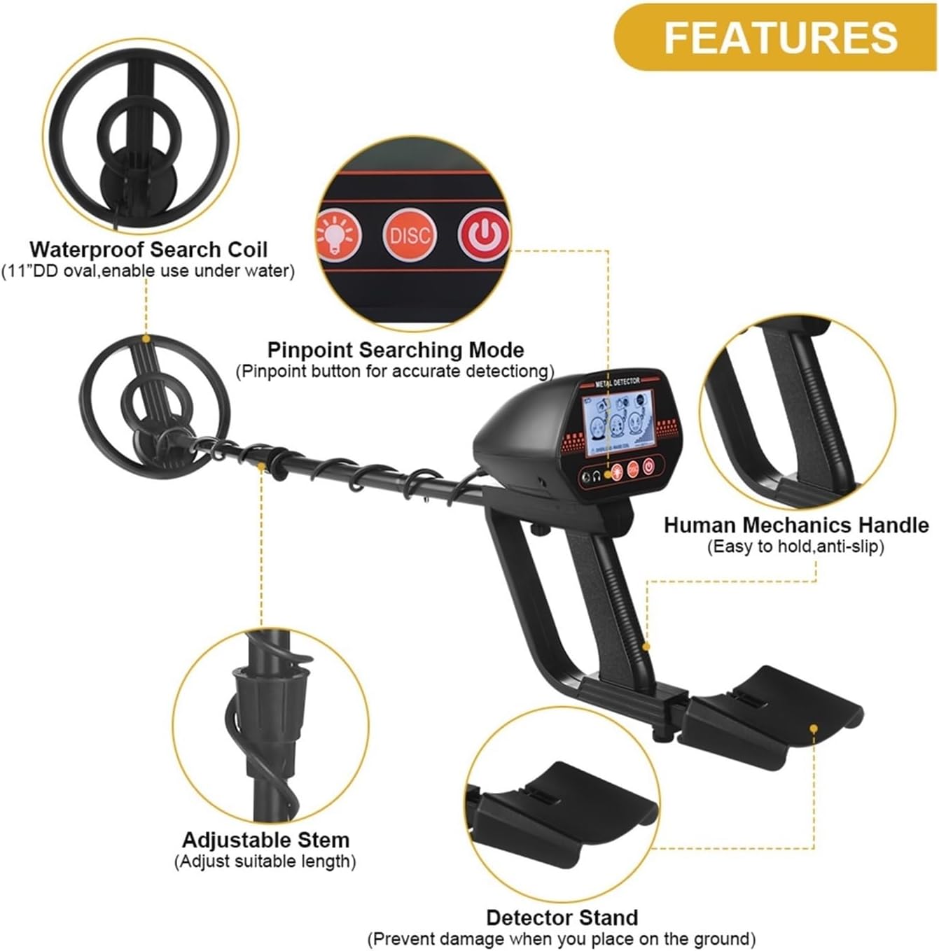 MD-4070 トレジャーハンター検出ピンポインター金属探知機地下深度スキャナー検索高精度ゴールド探知機