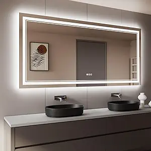 84x40 Inch LED Bathroom Mirror with Lights, Backlit and Front Lighted Bathroom Mirrors for Wall, Anti-Fog Dimmable Memory Shatterproof LED Vanity Mirror for Bathroom