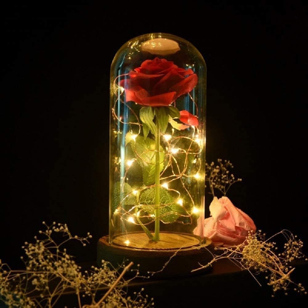 Axlksia Beauty and The Beast Rose Gift for Her, Glass