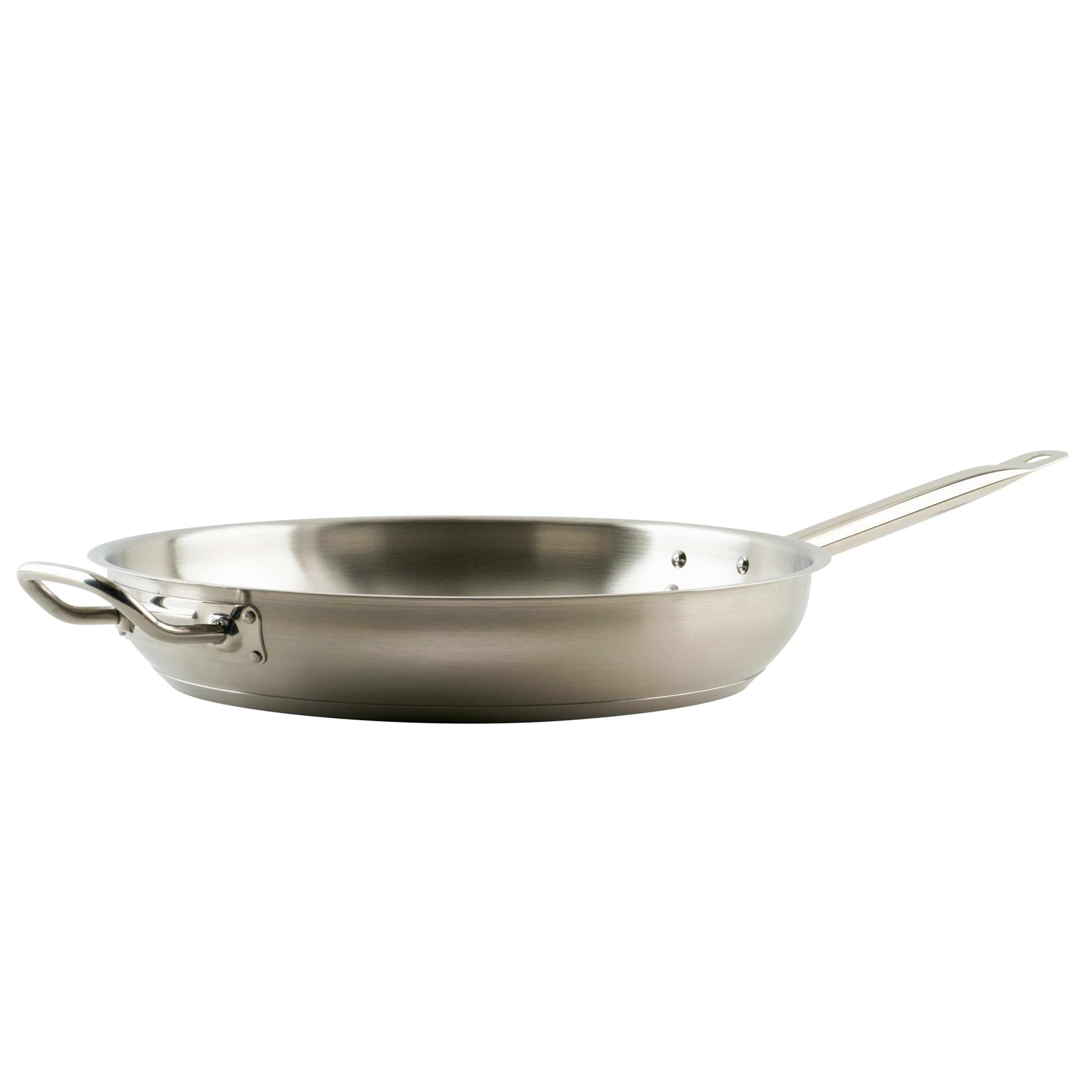 Winco Commercial-Grade Stainless Steel Fry Pan with Helper Handle, Natural Finish, 14"
