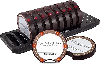 Retekess TD162 Ristorante Cercapersone, Mini Sistema di Chiamata Wireless, 10 Cercapersone Stabili, 4 Modalità di Chiamata 250s Durata 20H Standby, Touch Schermo 400M Facile Utilizzo Ospedale, Bar