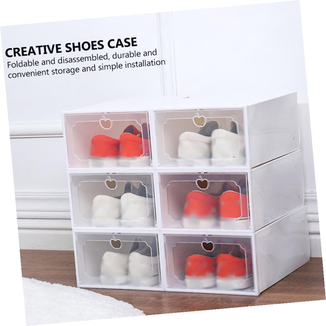 VILLCASE 6 pezzi Scatole Scarpe Trasparenti Impilabili Contenitori Plastica Grande Capacità con Apertura Frontale Organizer Cassetto Protettivo per Scarpe Facile Montaggio e Smontaggio