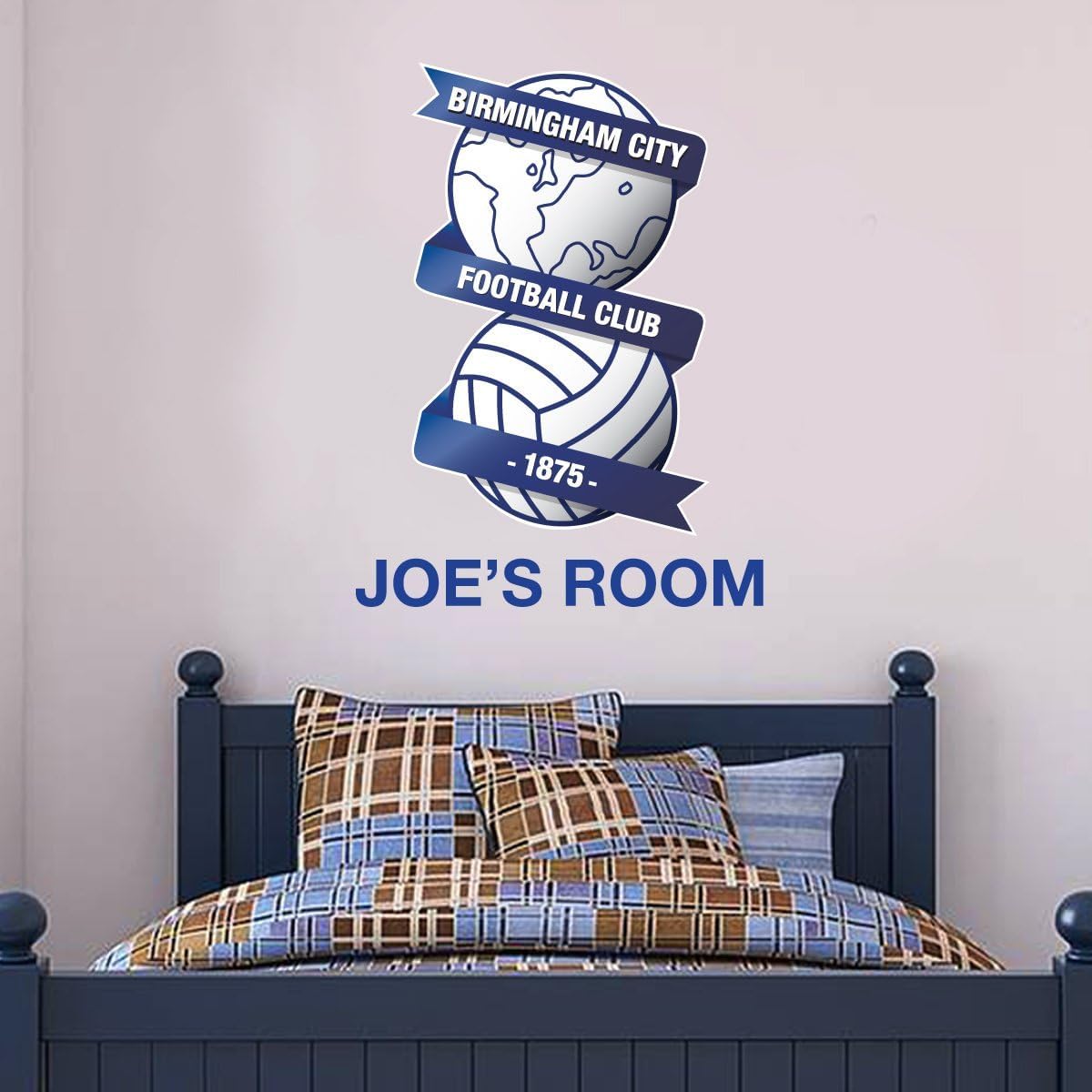 Beautiful Game Birmingham City Football Club Crest & Personalised Name Wall Sticker (120Cm)