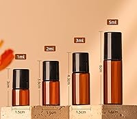 Vista 8 de Juego de 20 mini botellas de vidrio enrollables de 0.0 fl oz y 0.1 fl oz con bolas enrollables de metal, frasco de muestra delgado recargable, 1ML