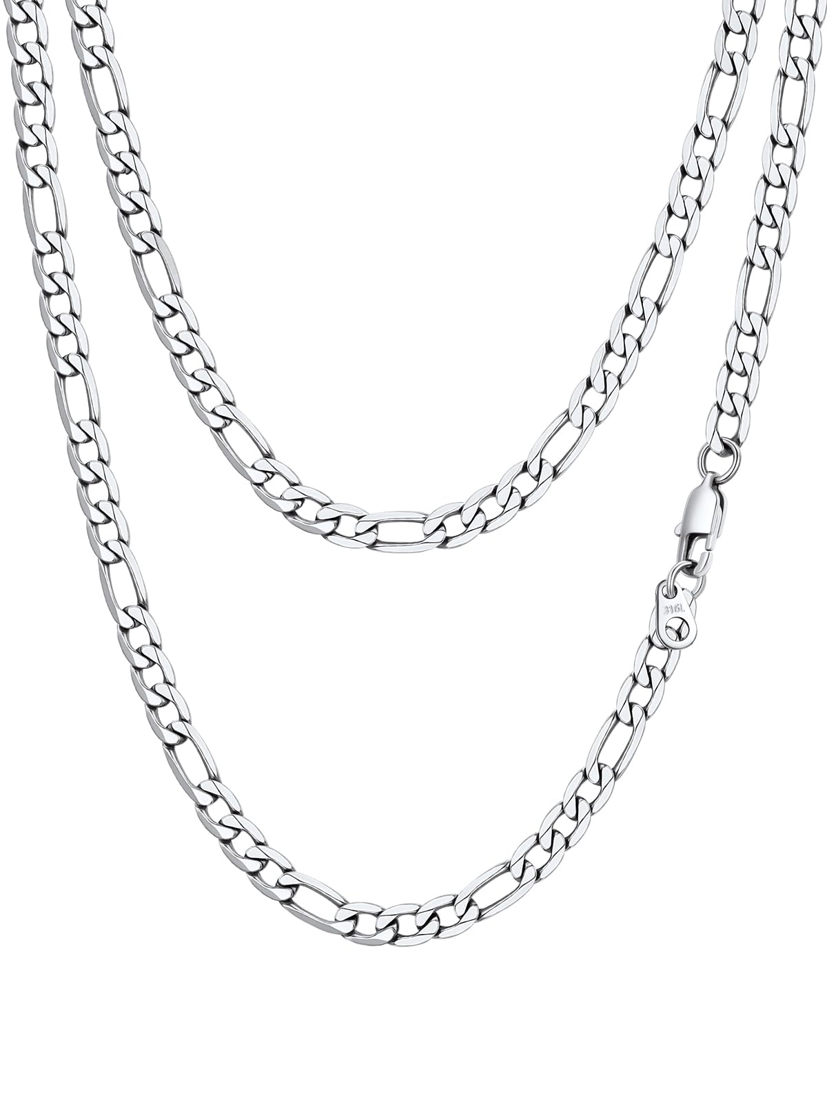 PROSTEEL Stainless Steel Figaro Link Chain Necklace for Men Women