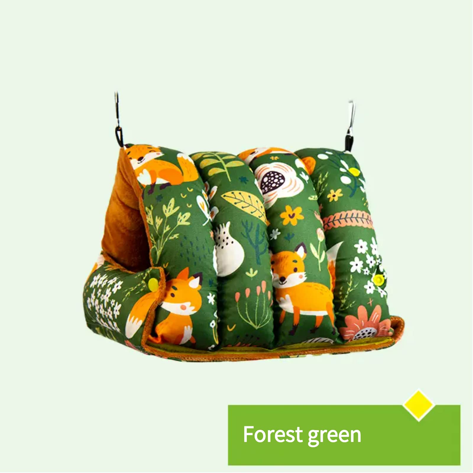 Hamaca colgante de invierno para loro, cama para dormir, cama para loro, escondite, lavable, para loro, periquito, cacatúas, periquitos, periquitos, periquitos, pájaros de apornis (L, verde bosque)