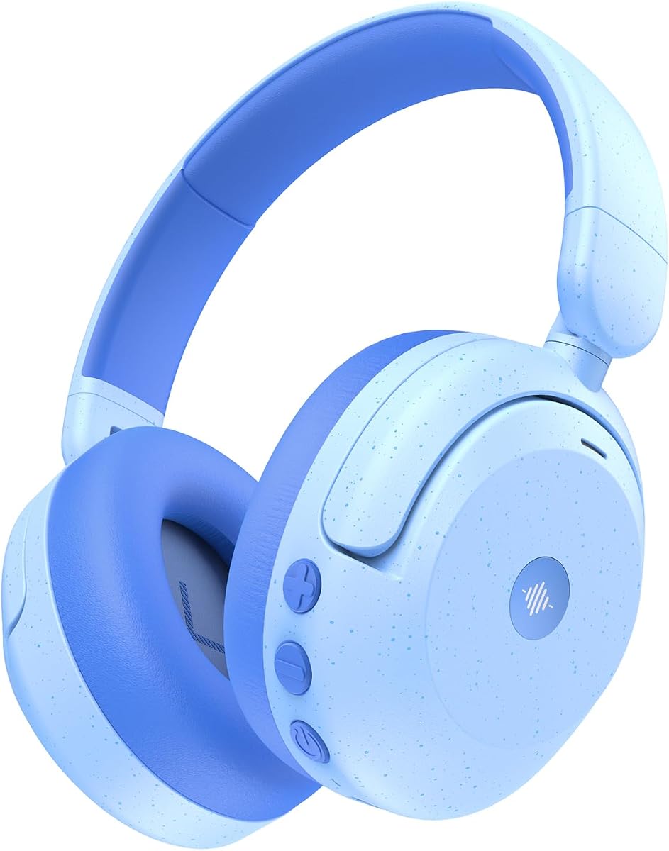 iClever BTH20 Kids Noise Cancelling Headphones, 60H Play Time, Safe Volume 80dBA, Bluetooth5.4,Type C Fast Charging, Award-Winning Kids Headphones Wireless for iPad Tablet Airplane, Light Blue