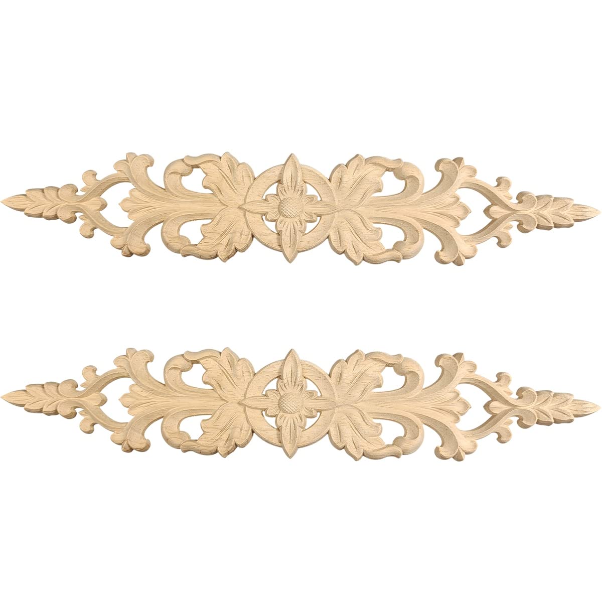 CTRLZS 33Cmx6Cm Wood Carved Decal Stripe Corner Appliques Long Hollow Flower Frame Furniture Decor Woodcarving Figurines Craft
