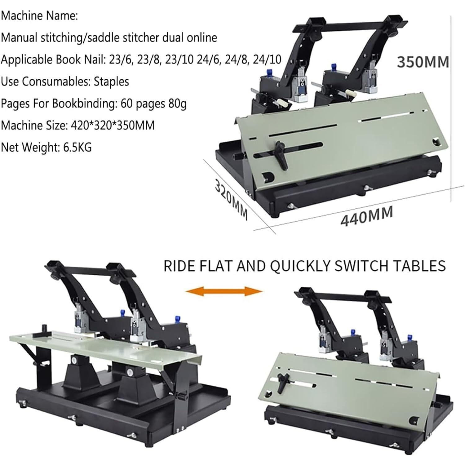 Grapadora de doble propósito resistente, máquina de encuadernación rápida automática, profundidad de 0 a 10 mm, velocidad de 40 veces/min para oficina, escuela y negocios