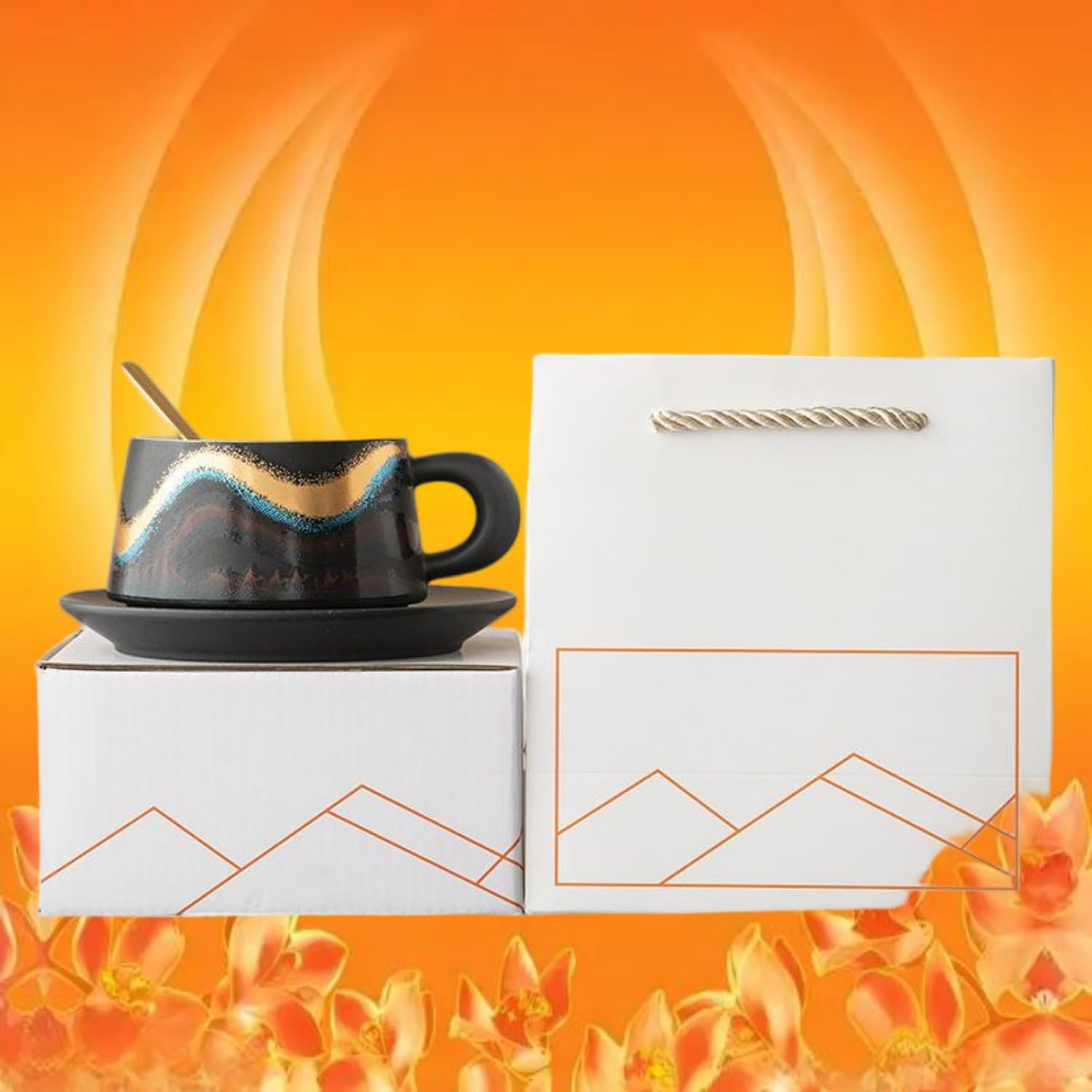 丝绸之路变色杯彩盒装-240ml Glass Tea Cup,Ceramic cup Set,Zi Sha Tea Cup,Ceramic Teapot,Purple Clay Tea 遇热变色陶瓷杯中式 Ceramic Coffee Mugs Set,Microwave & Dishwasher Safe,Gift for Man and Women