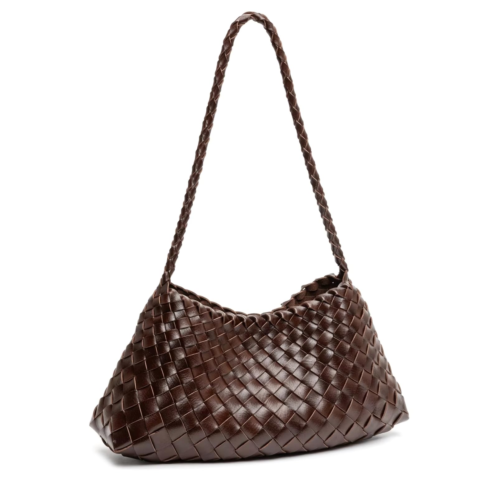 Borse da Donna Borsa A Spalla Hobo Tessuta Mano con Interna Cordone Rimovibile Giornaliera di Lusso delle Donne-Coffee