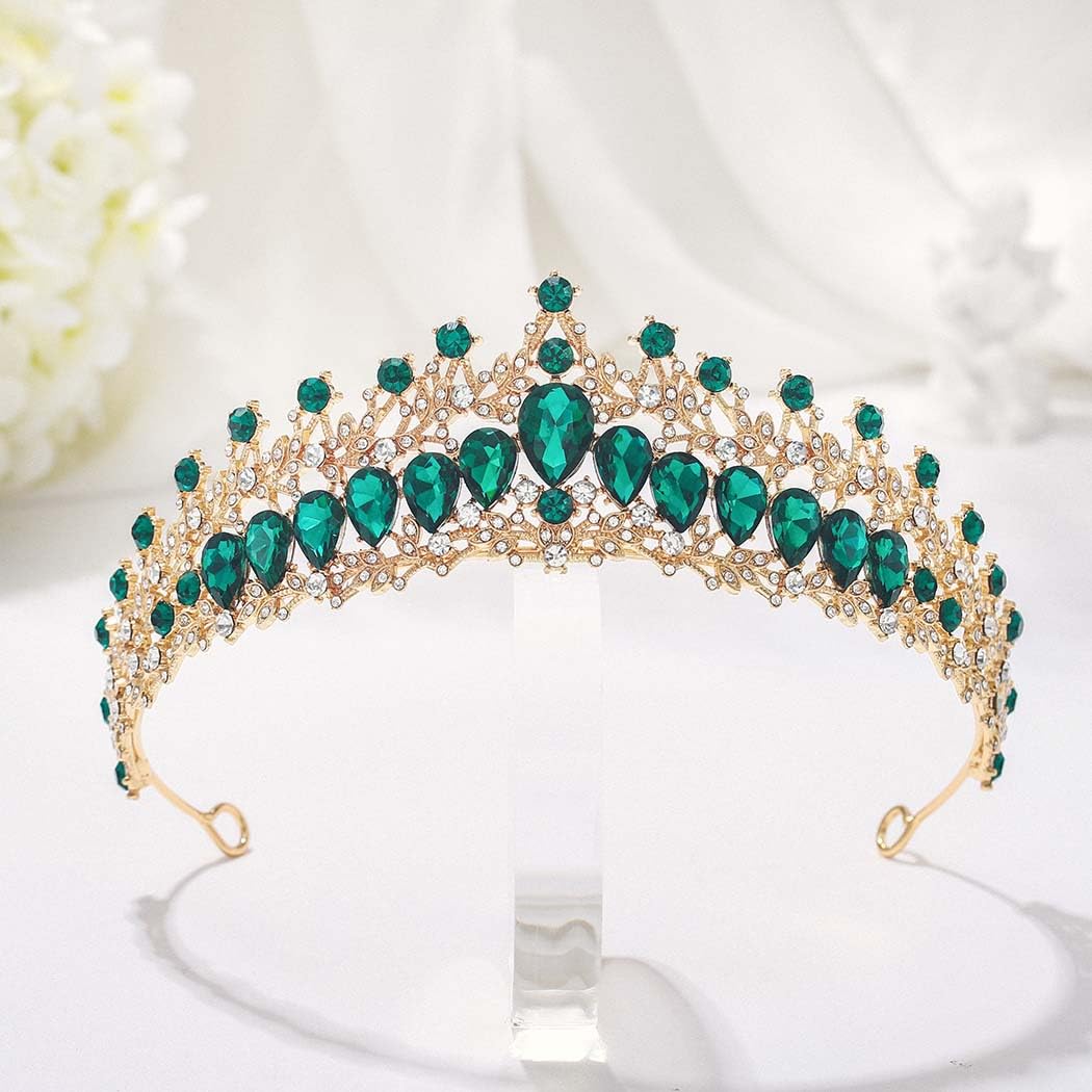 Woeoe Tiara da donna in cristallo con strass, tiara da regina e corona da principessa per costume da festa di compleanno accessori per capelli, METALLO