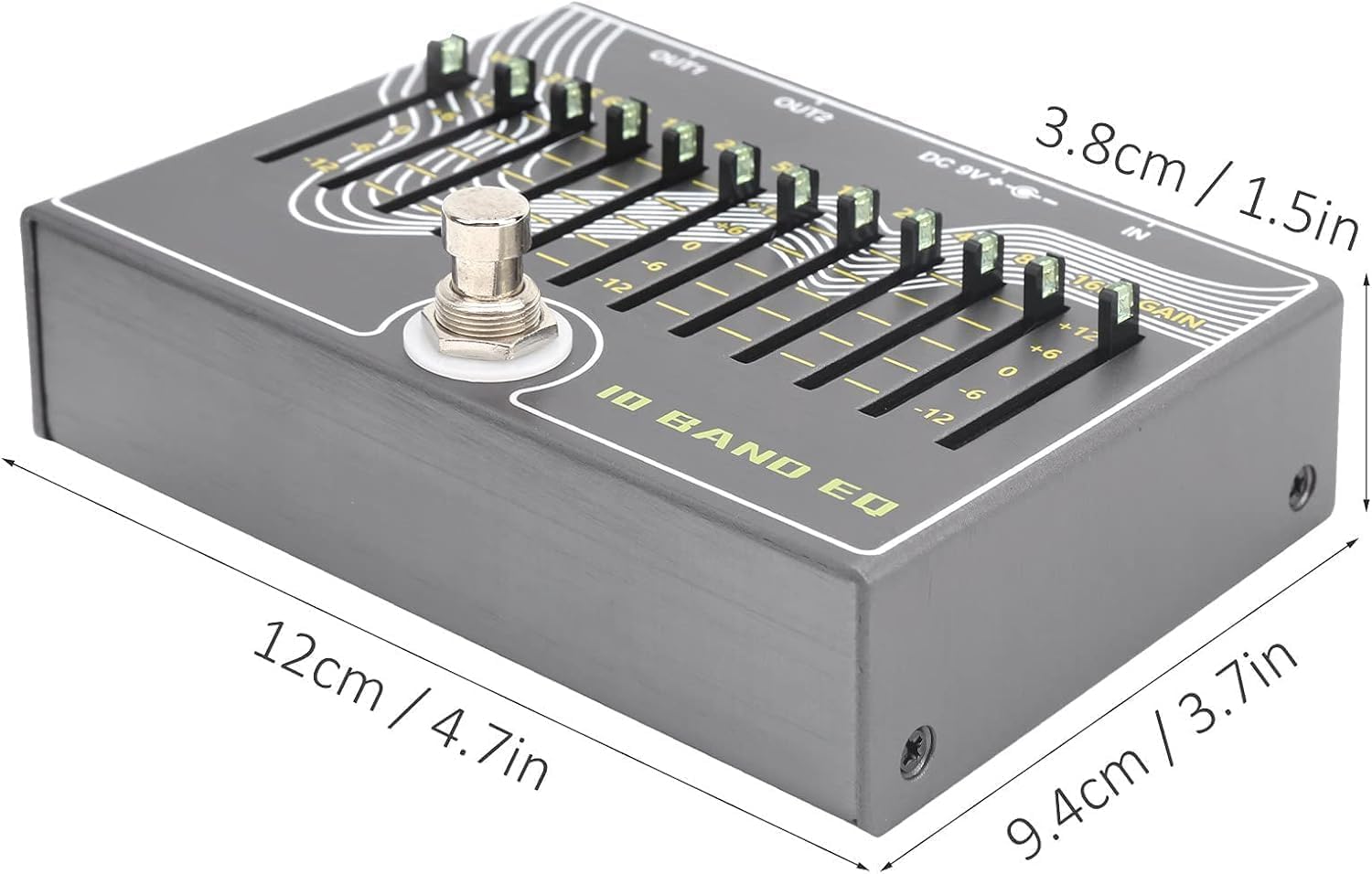 DC 9 V Portable 10 Bandes égaliseur True Bypass Design Guitare égaliseur Instrument de Musique Fournitures 300mA