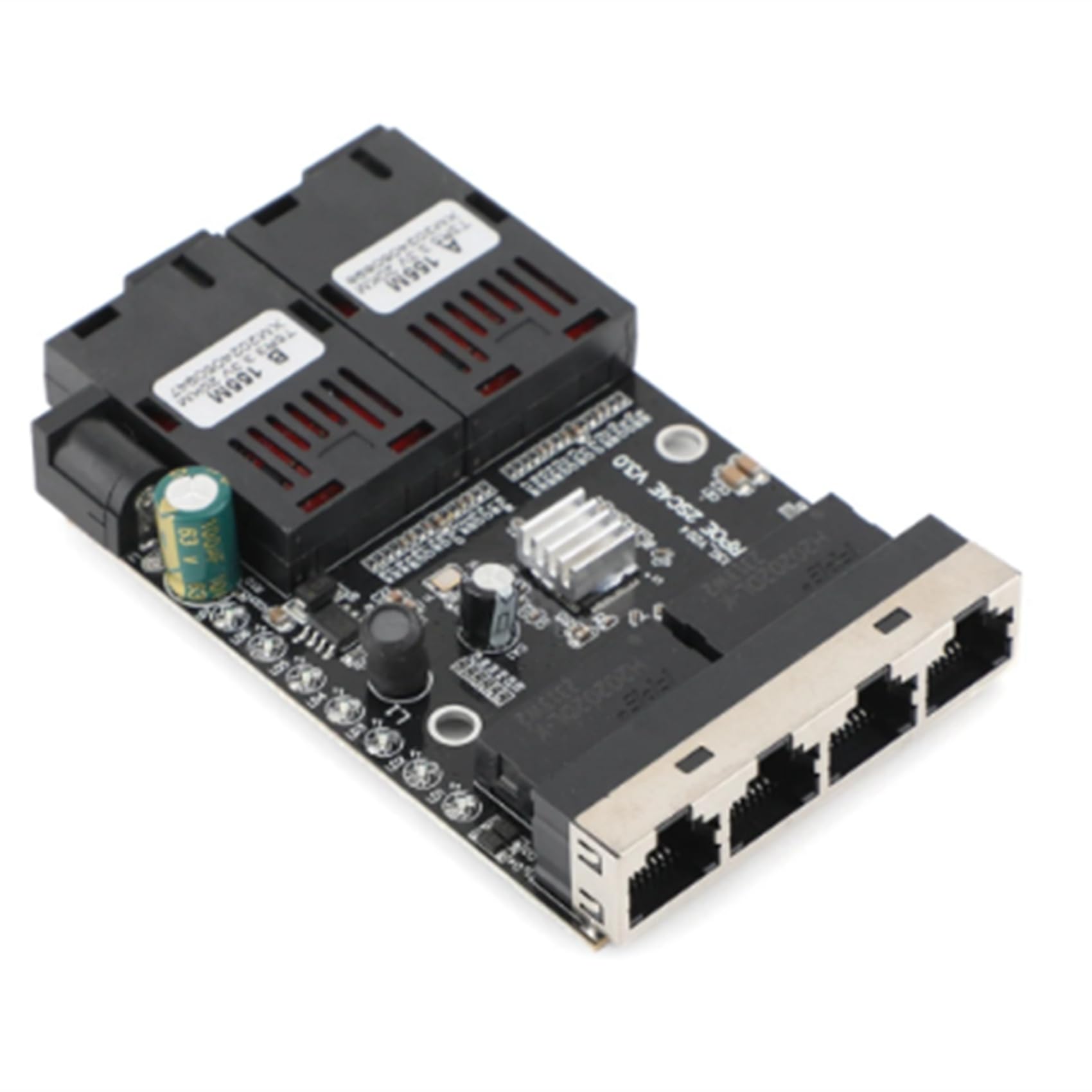 5X Convertisseur de Média Fibre Optique 100 M, 4 Connecteurs RJ45 vers 2 Connecteurs Optiques SC A+B, Ports 1310 Nm/1550 Nm, Carte PCBA, Commutateur Ethernet 20 Km
