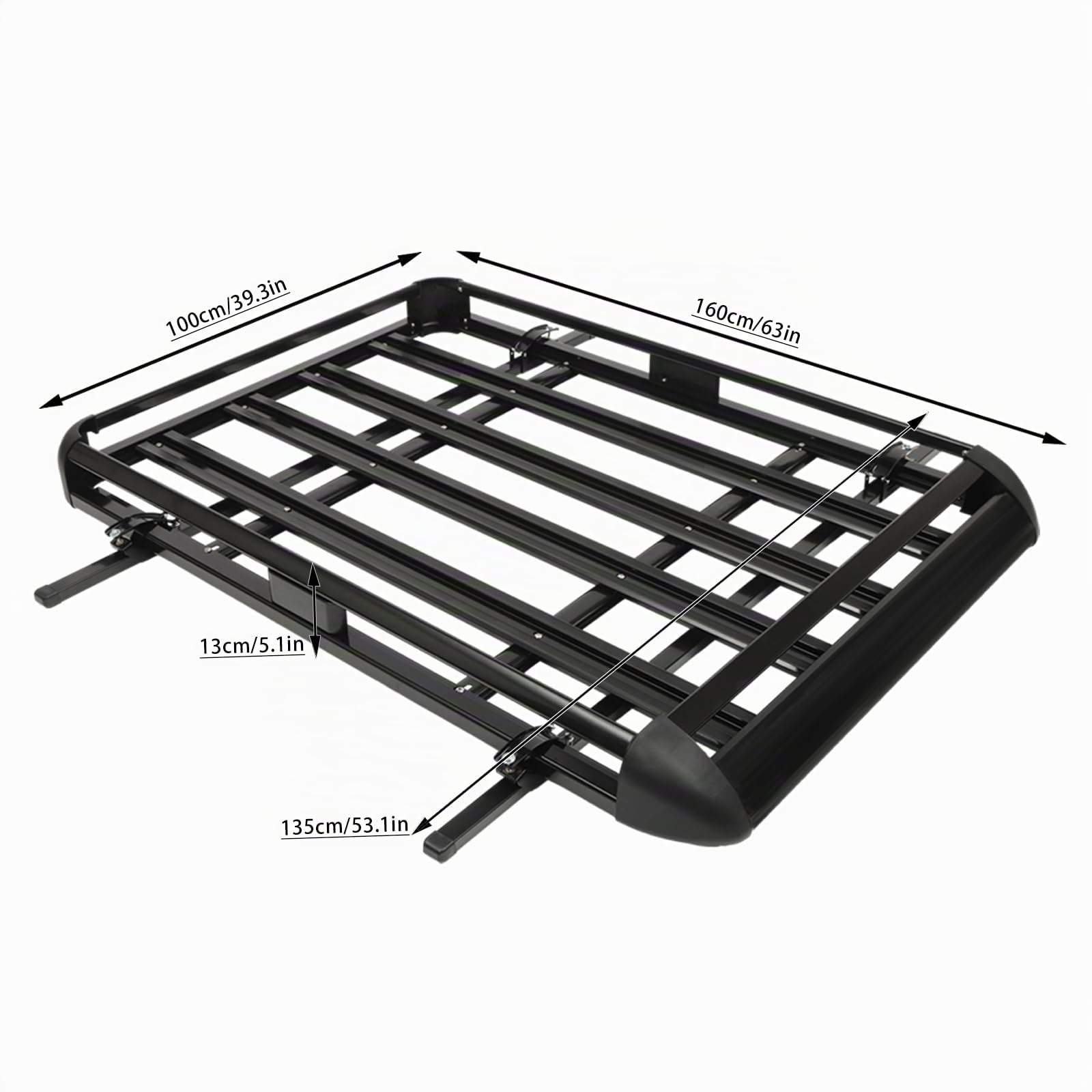 Cesta de techo universal de aluminio para coche, 160 cm, para modelos SUV con capacidad de peso de 150 kg, color negro