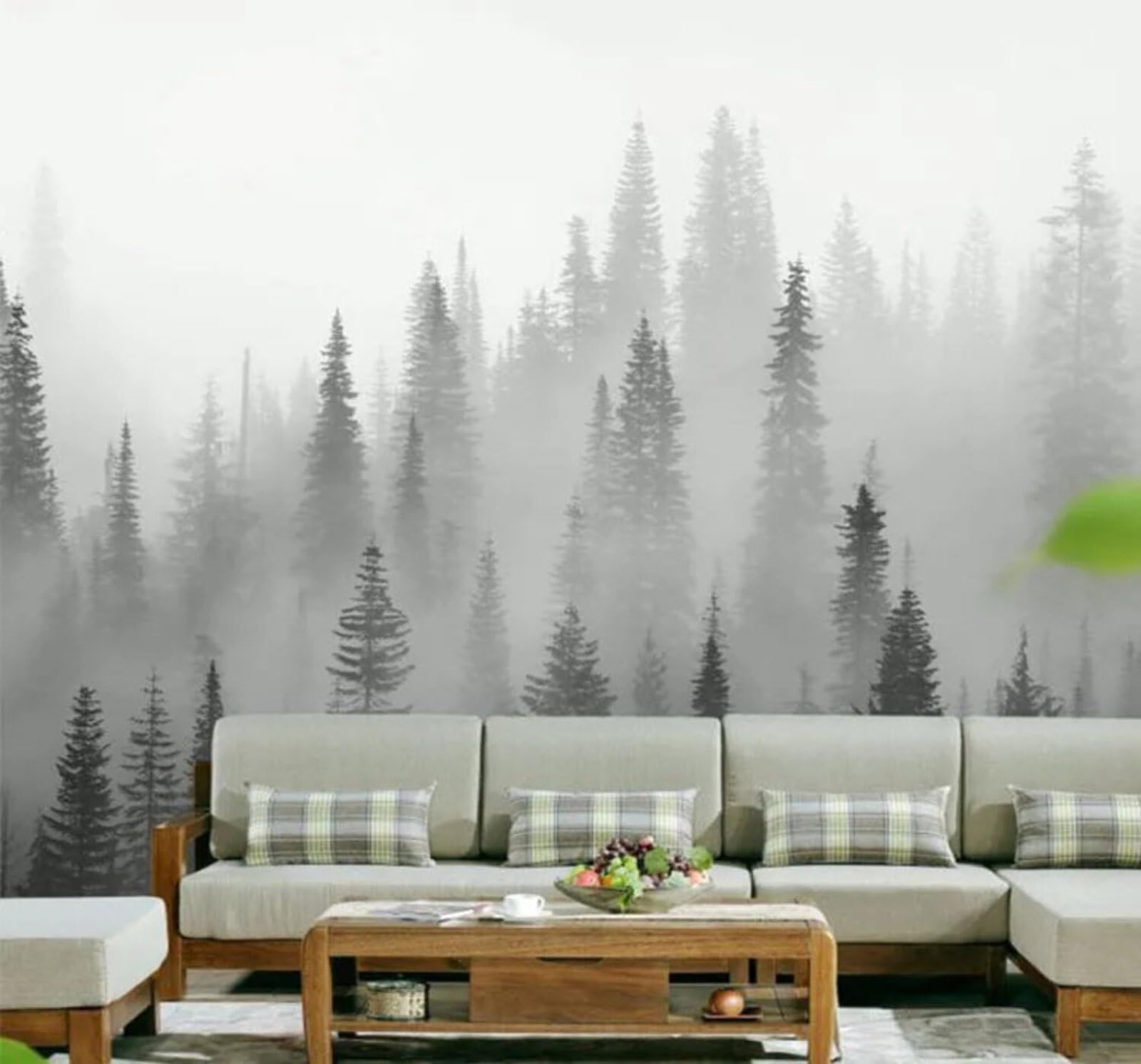 Minimalist Three Dimensional Forest Mist Landscape 3D Wallpaper Easy Install Feature Office Living Room Sofa Bedroom TV Background Wall Decoration-350cm×256cm