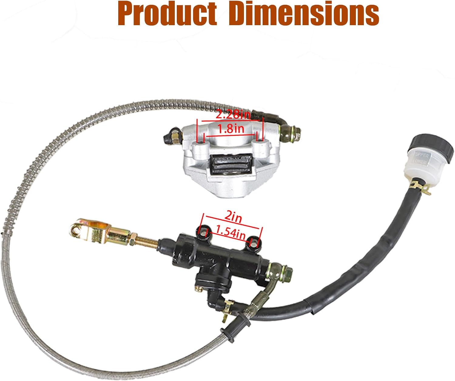 GXYWADY Go Kart Rear Foot Disc Hydraulic Brake Master Cylinder Caliper Assembly with Oiler Replacement for 110cc 125cc 150cc 200cc 250cc Chinese ATV Quad Dune Buggy