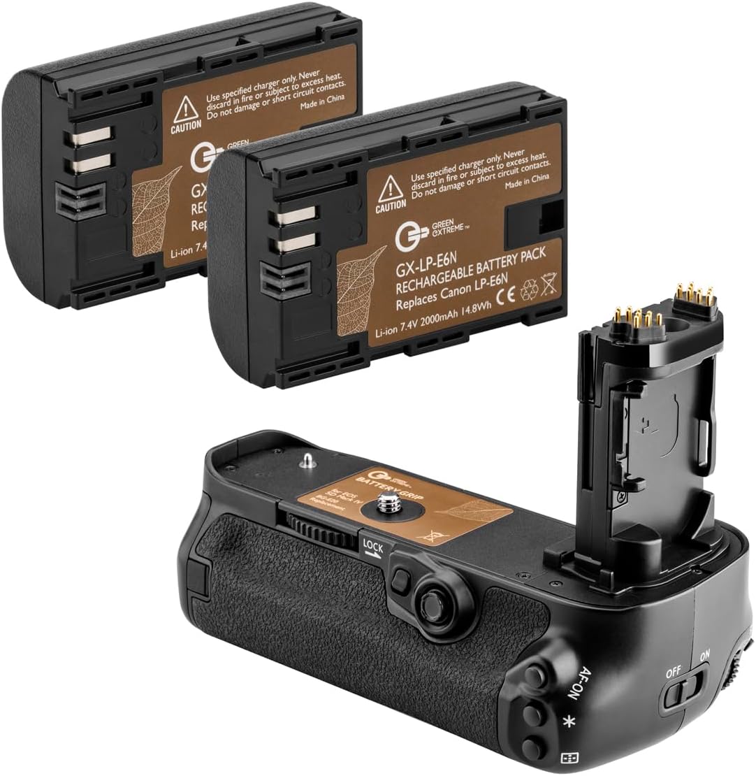 BG-E20 Battery Grip + 2-Pack High Capacity 2000mAh LP-E6/LP-E6N Batteries, Replacement for Canon 5D Mark IV Digital SLR Camera