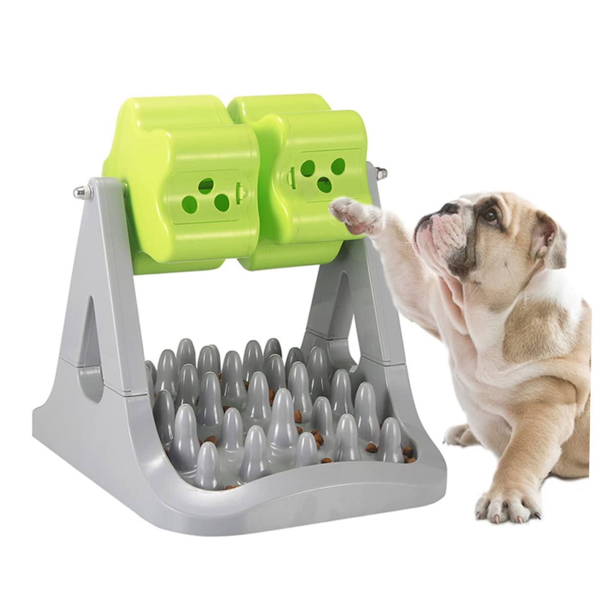 Toddmomy 1pièce Bol De Nourriture Automatique pour Chien Distributeur De Croquettes Jouet Entraînement Interactif pour Animaux Gris Vert