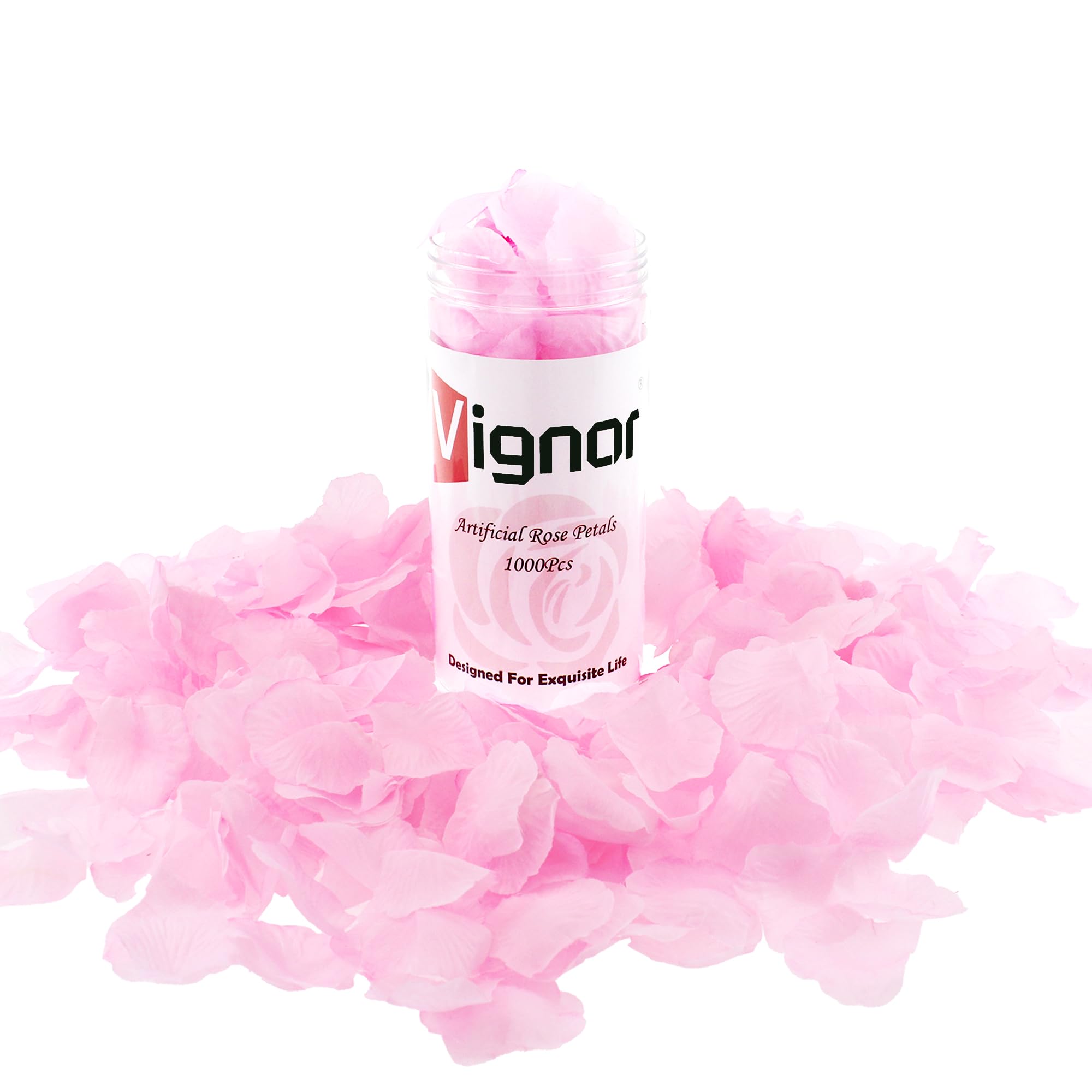 1000Pcs Light Pink Rose Petals Ready-to-use Separated Scented Fake Silk Rose Pedals Artificial Flowers for Wedding Decor, Valentines Day Decor, Proposal Decorations, Anniversary (Light Pink)