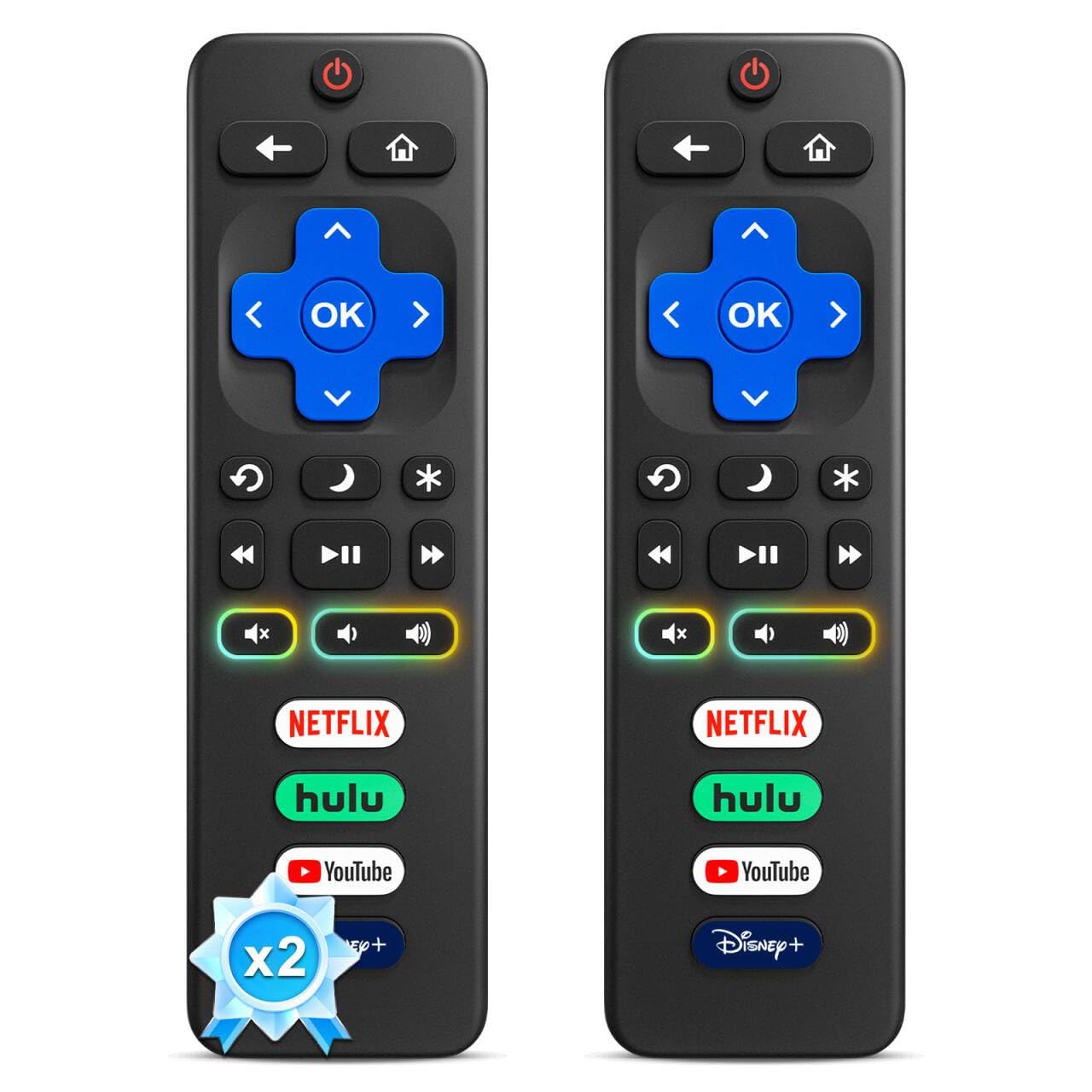 Photo 1 of (Pack of 2) Replacement for Roku-TV-Remote-Control, for TCL Roku/Onn Roku/Hisense Roku/Sharp Roku/Philips Roku Series Smart TVs (Not for Roku Stick, Box, Premiere and Players)