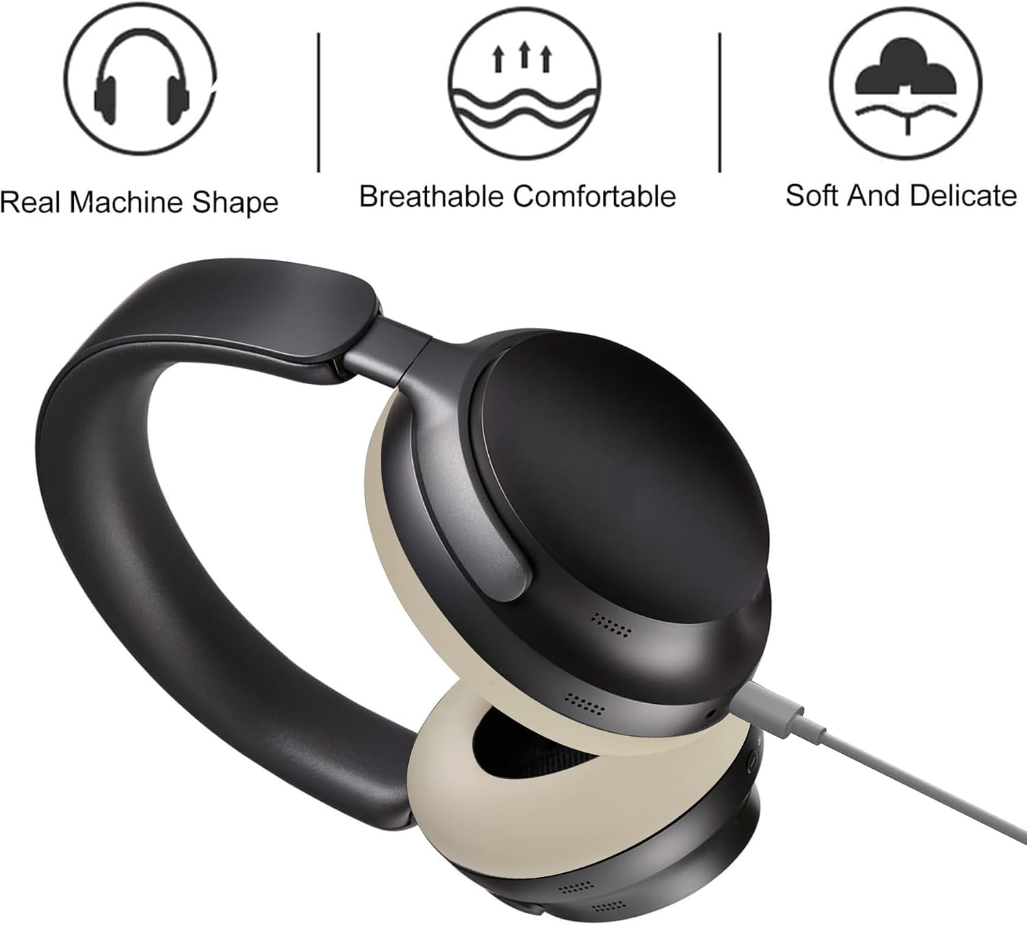 Aiivioll QC Ultra Silicone Ear Pads Cover for Bose QuietComfort Ultra Headphones, Washable Sweat Earpad Covers for QuietComfort Ultra Bluetooth Headphones Accessories Protective Pads Cover(Off-White)