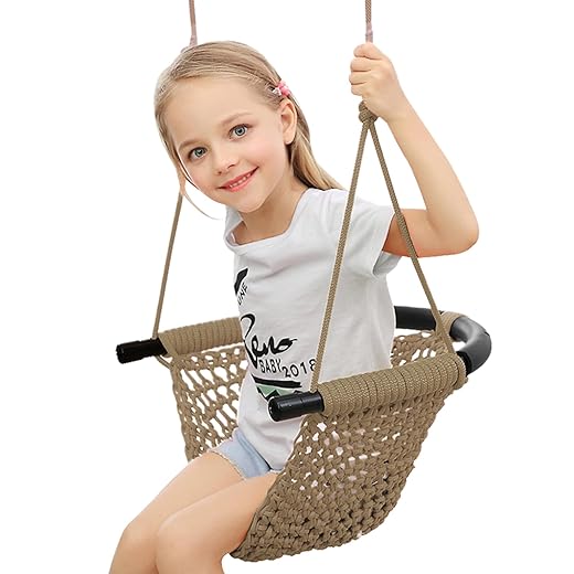 Hand-Knitted Toddler Swing Seat with Adjustable Ropes