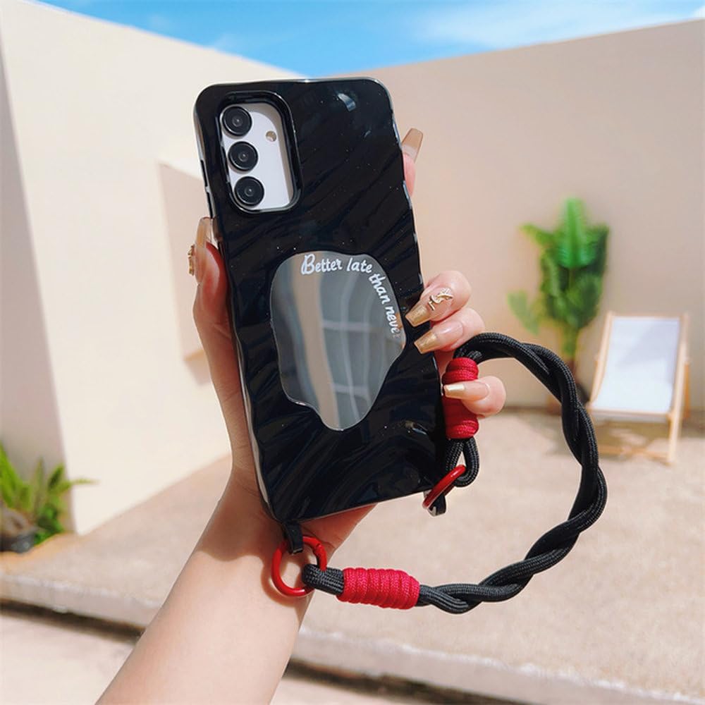 Coque silicone TPU souple Samsung A14 miroir avec cordon antichoc