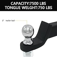Vista 5 de Soporte de bola de enganche de remolque de 2 pulgadas con bola de remolque, clip de pasador de enganche y se adapta a receptor de enganche de 2