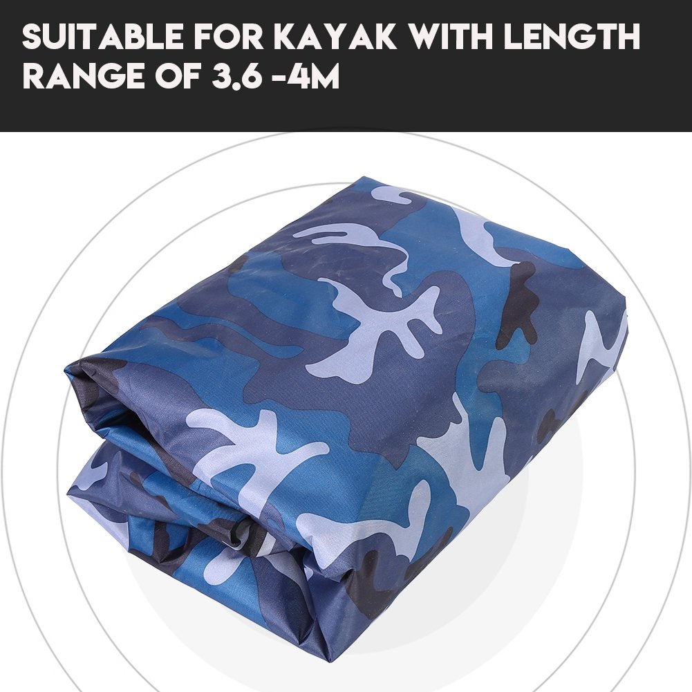 Keenso Kayak Housse de Rangement, étanche 4.5m Kayak Canoë Stockage extérieur Housse Anti-poussière UV Protection Solaire Bouclier Protecteur pour 3.6-4m Kayak Bateau Canoë( océan)