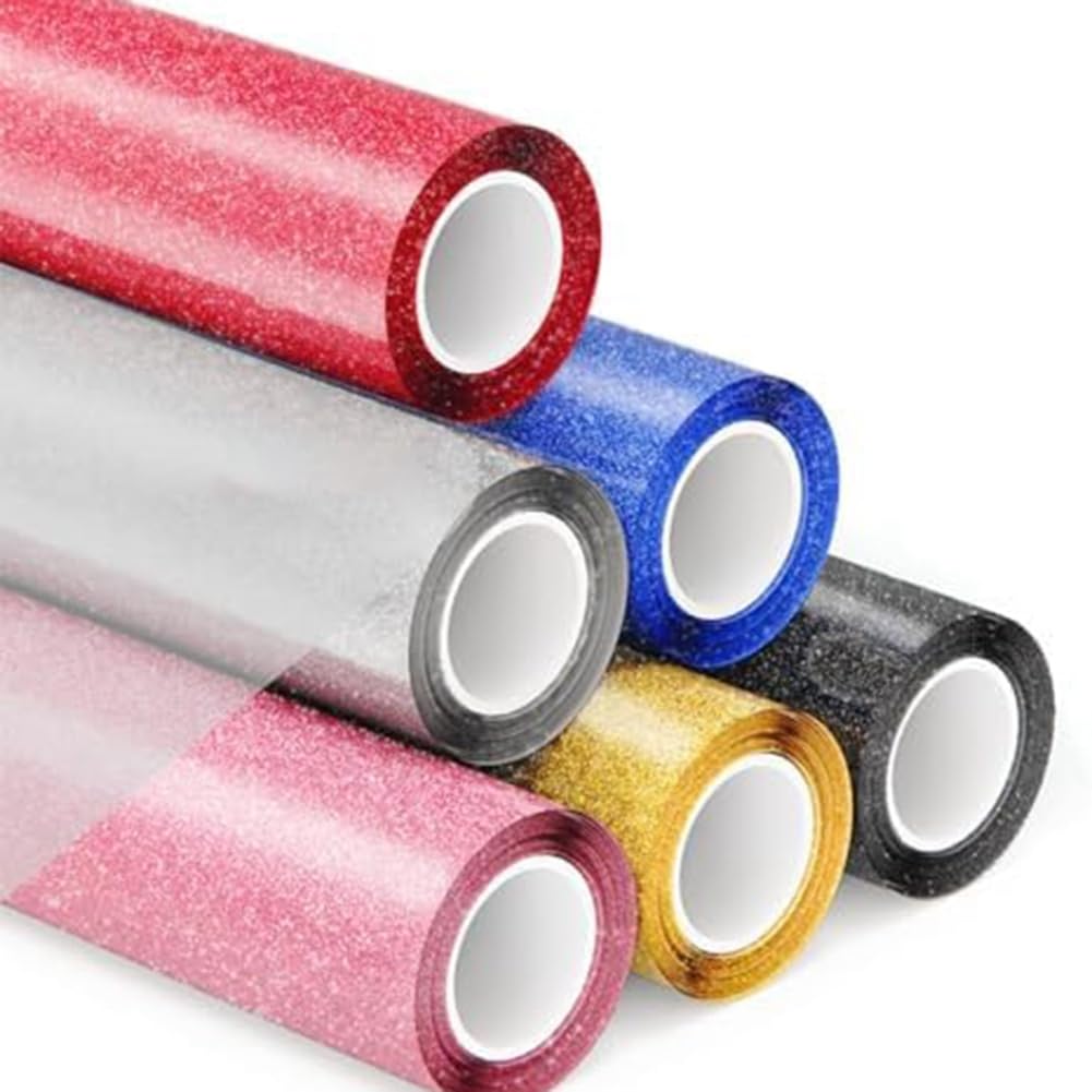 Deger Lot de 6 vinyles thermocollants à paillettes 30,5 x 91 cm