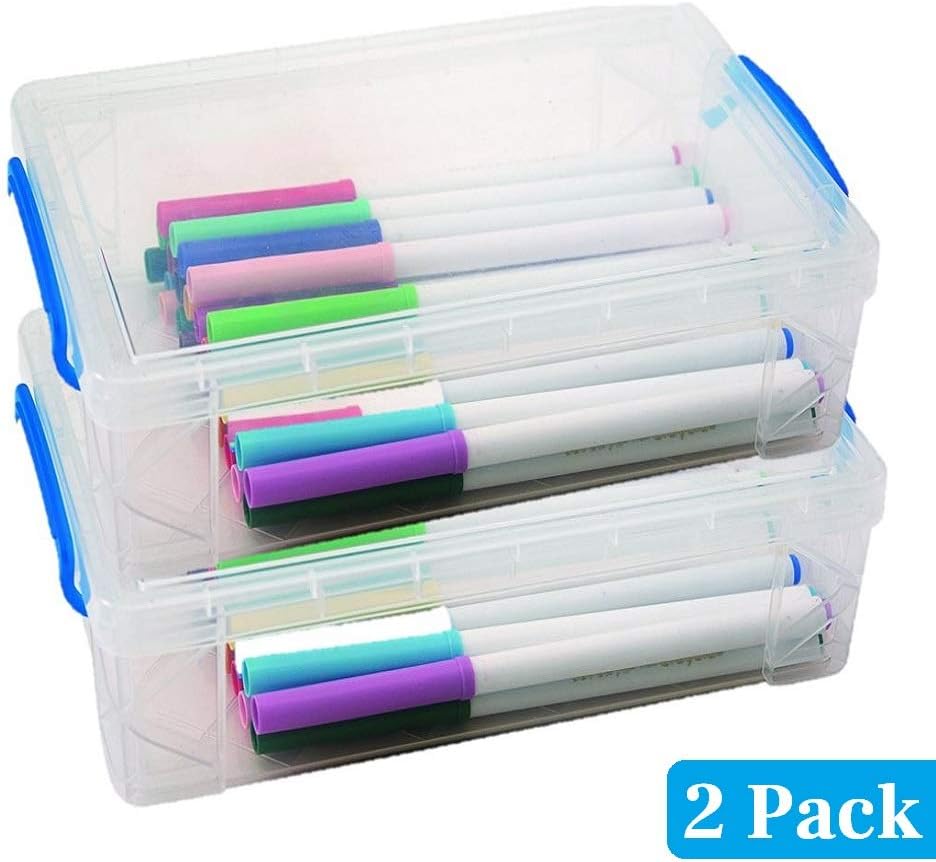 1InTheOffice Large Pencil Box, Translucent (2 Pack)
