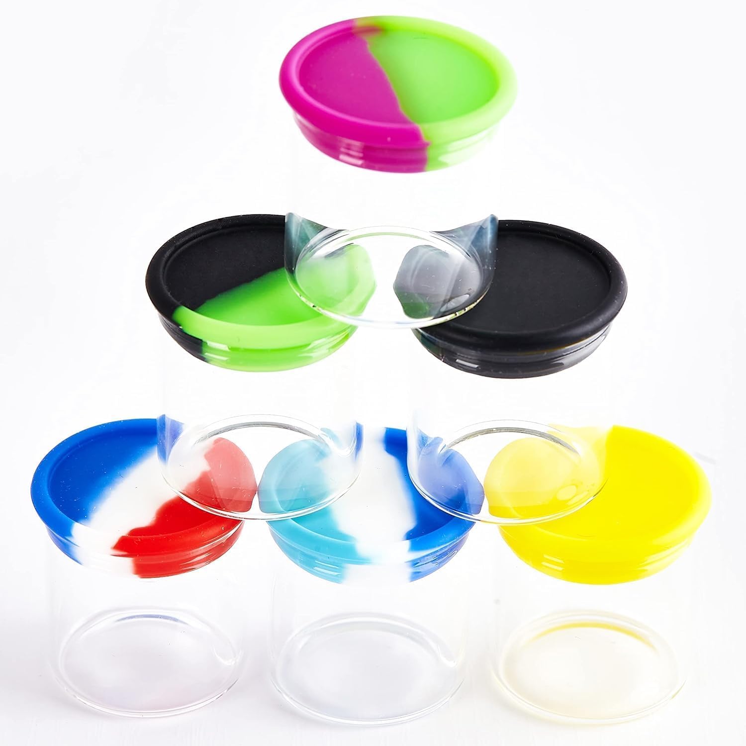 KUVIS 15ml Silicone Glass Wax Containers Airtight with Silicone Lid Concentrate Jars Multi Use (25)