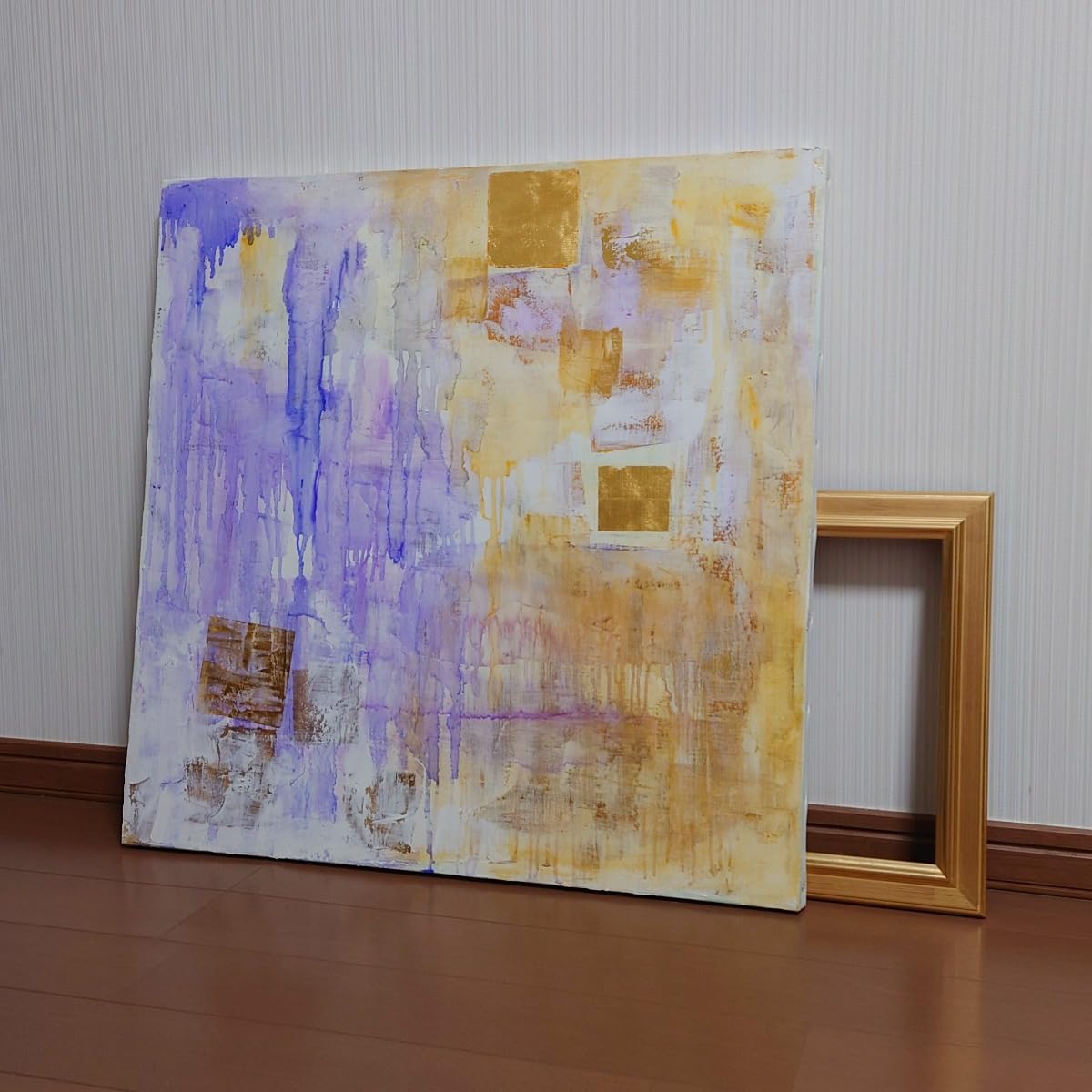 Amazon.co.jp: 絵画 直筆アート 「無題」中村優子 ｜油絵 油彩画 抽象  