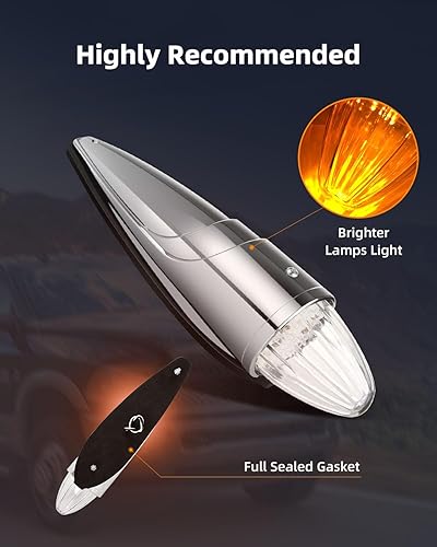 Miniatura 3 de 17 luces LED de cabina de torpedo con luces de techo de cabina de marcador de techo de marcha de LED transparentes cromadas compatibles con camiones