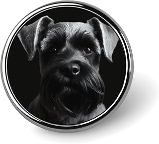 Round Metal Lapel Pin, Aluminum Alloy, Black Schnauzer Dog | Fashion Brooch Badge for Shirts, Jackets, Hats, Enamel Lapel Pins for Men Women, Accessory Gift for Daily Wear & Events
