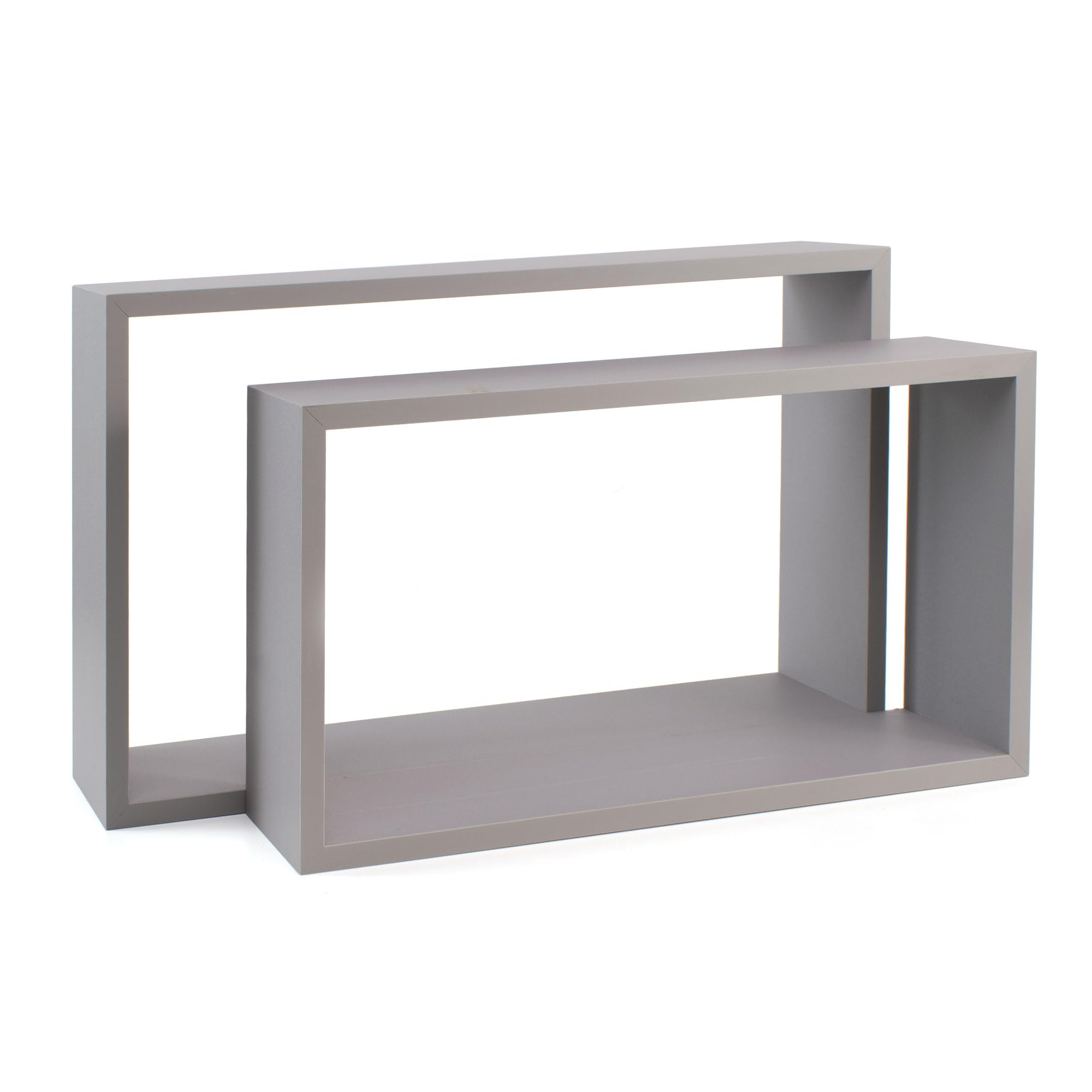 The Secret Home – Set de 2 Estantes Rectangulares - Estantería Flotante Balda - Color Gris - Organización para el Hogar - Baldas para Salón, Cocina, Habitación, Pasillo
