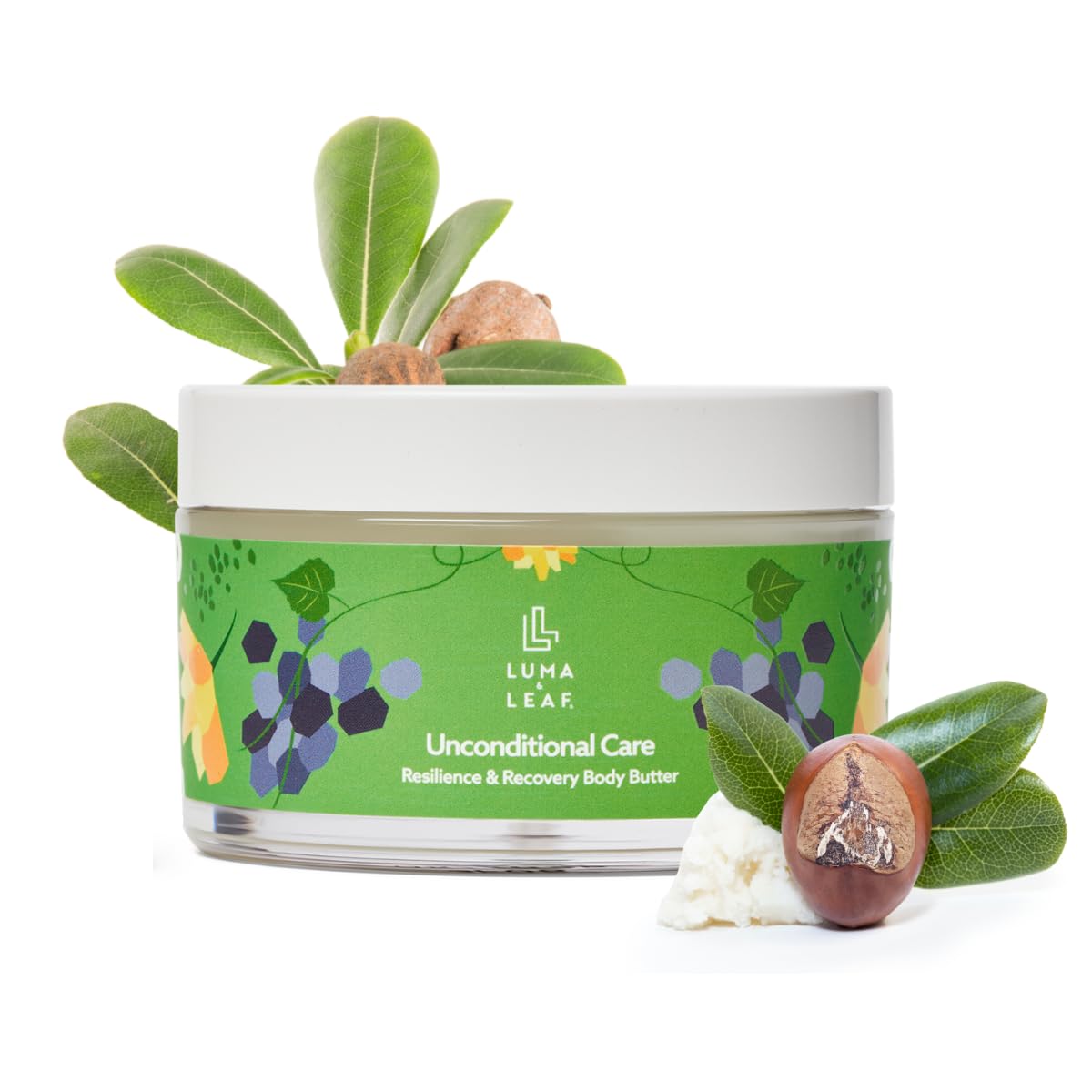 LUMA & LEAF Unconditional Care Whipped Body Butter – 5 fl oz Natural Shea Butter Body Cream with Grapeseed Oil, Tasmanian Pepperberry & Vitamin E –