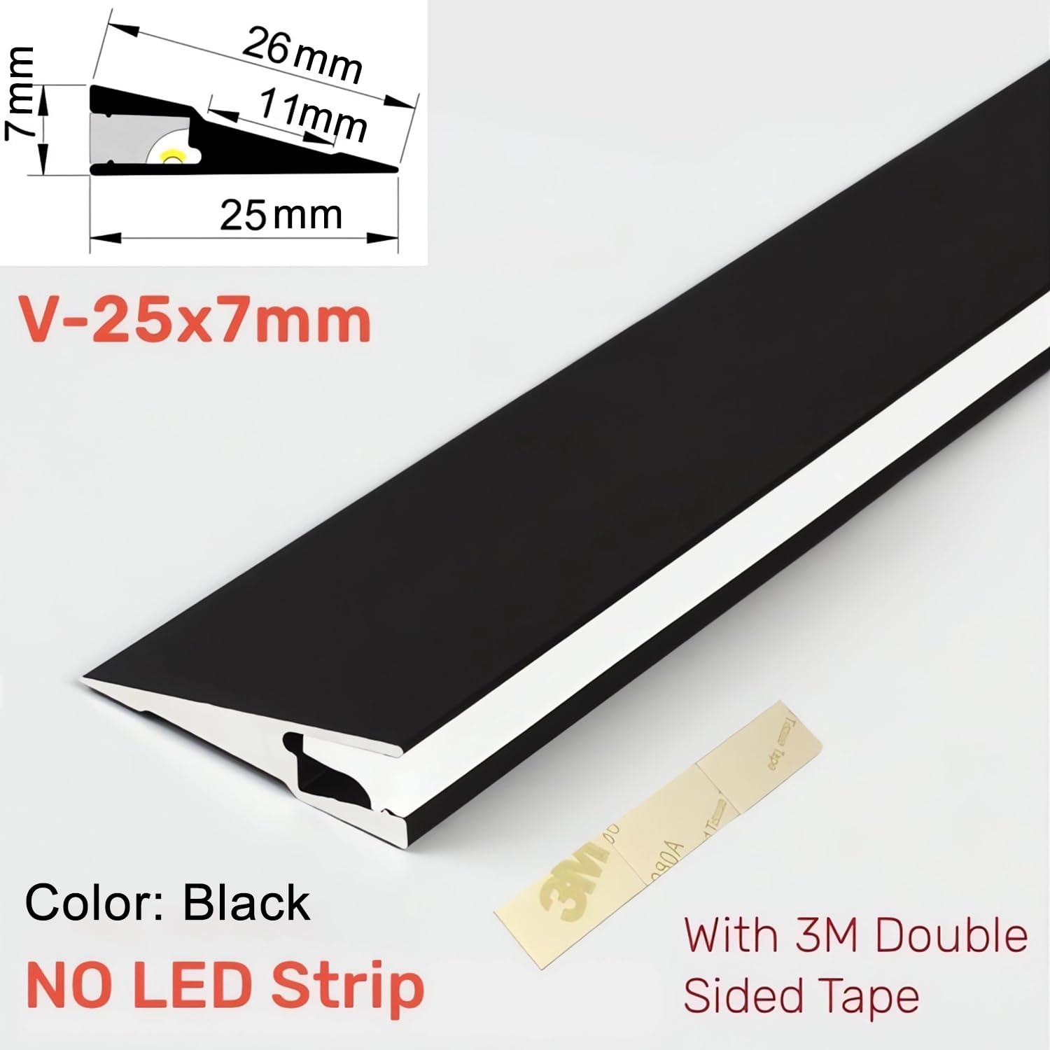 6 sztuk, 1 m, ultracienki czarny profil aluminiowy LED do oświetlenia ukośnego 45°, niewidoczny design, do szafy i szafy, system kanałów świetlnych, 1 m, twardy drążek
